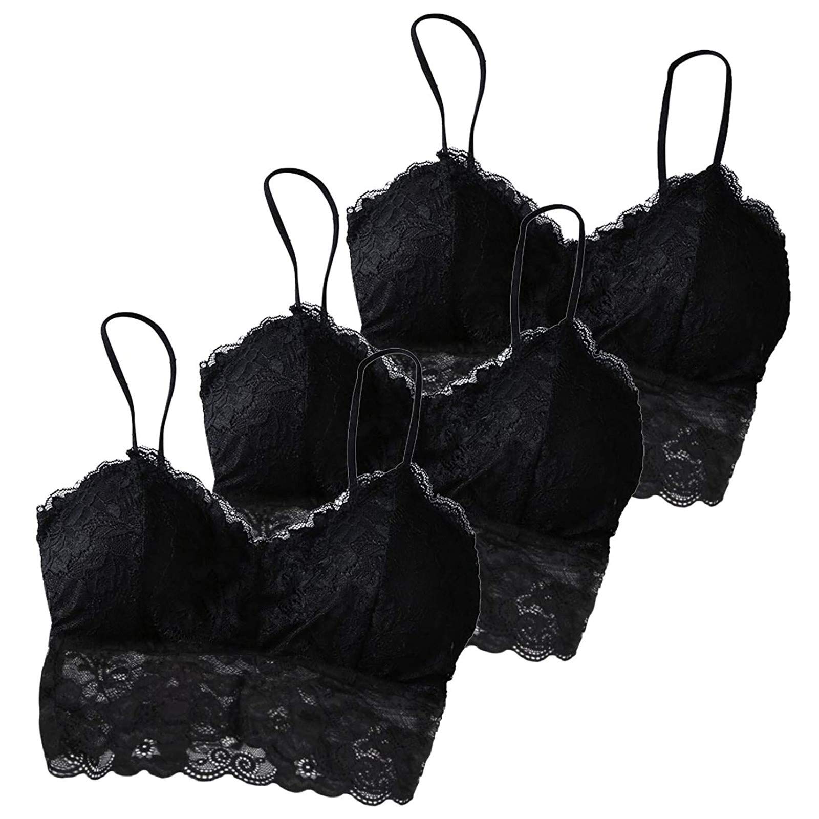 3Pc Women's Sexy Lace Crisscross Bandeau Vest with Chest Pad - Sports Underwear & Nightwear for Sleep, Lounge, and Intimate Moments - Black