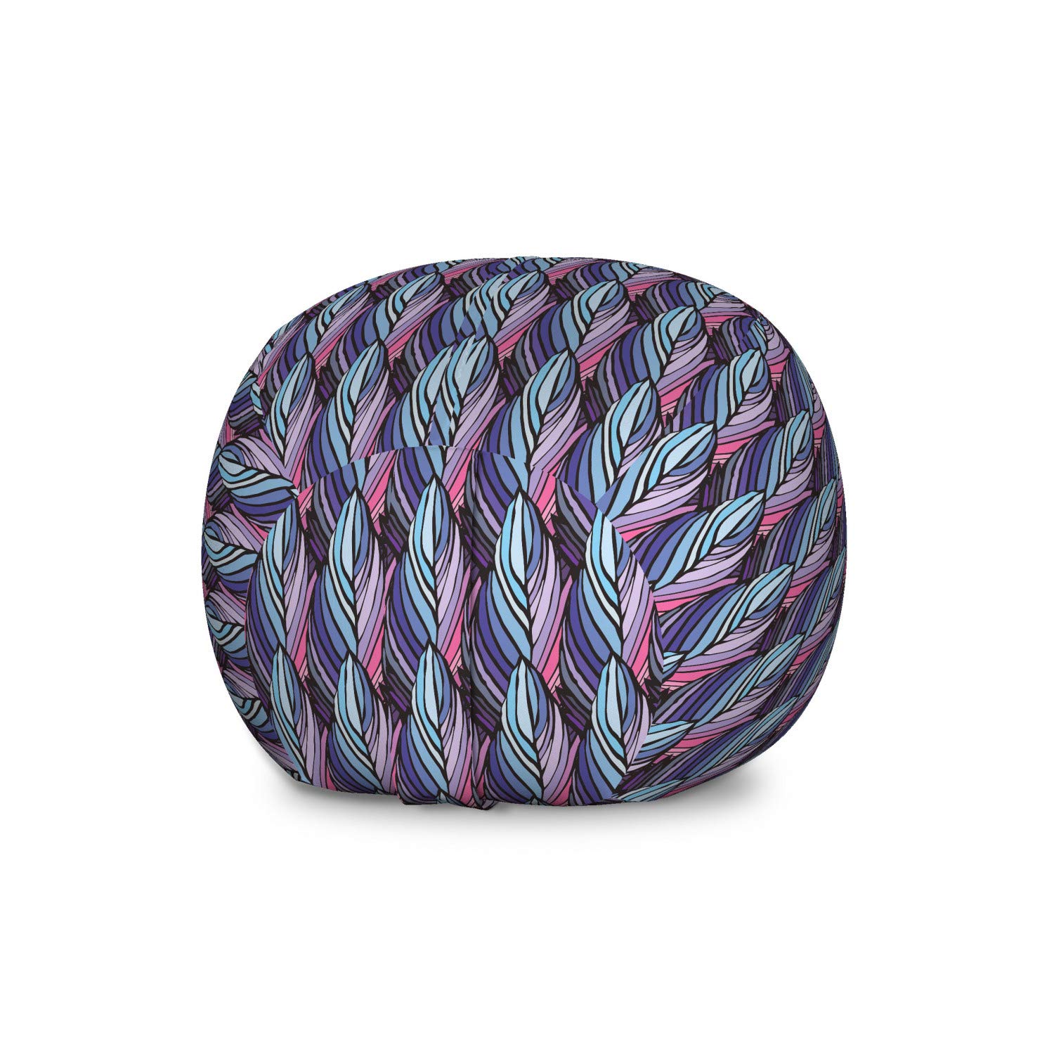Ambesonne Large Washable Toy Storage Bag Chair - Colorful Abstract Striped Design with Bird Feathers Pattern, Stuffed Animal Organizer for Kids' Room, Playroom & Nursery Decor