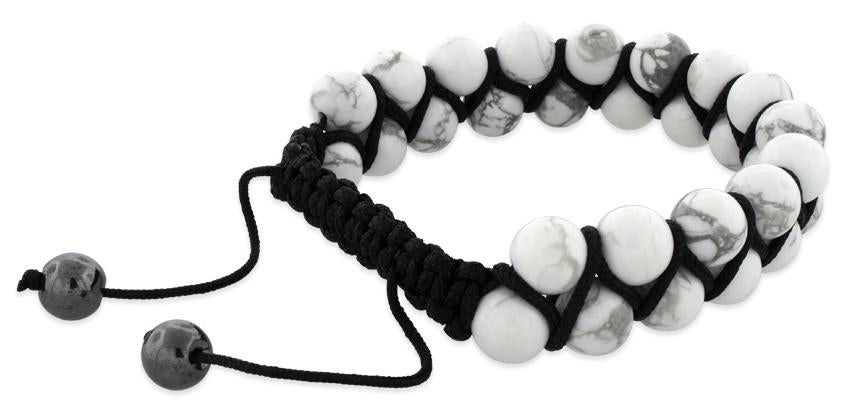 8MM Howlite Beads 2-Layer Shamballa Bracelet for Women - Natural Stone Yoga Meditation Spiritual Healing Jewelry - Boho Chic Gift for Yoga Lovers & Spiritual Seekers