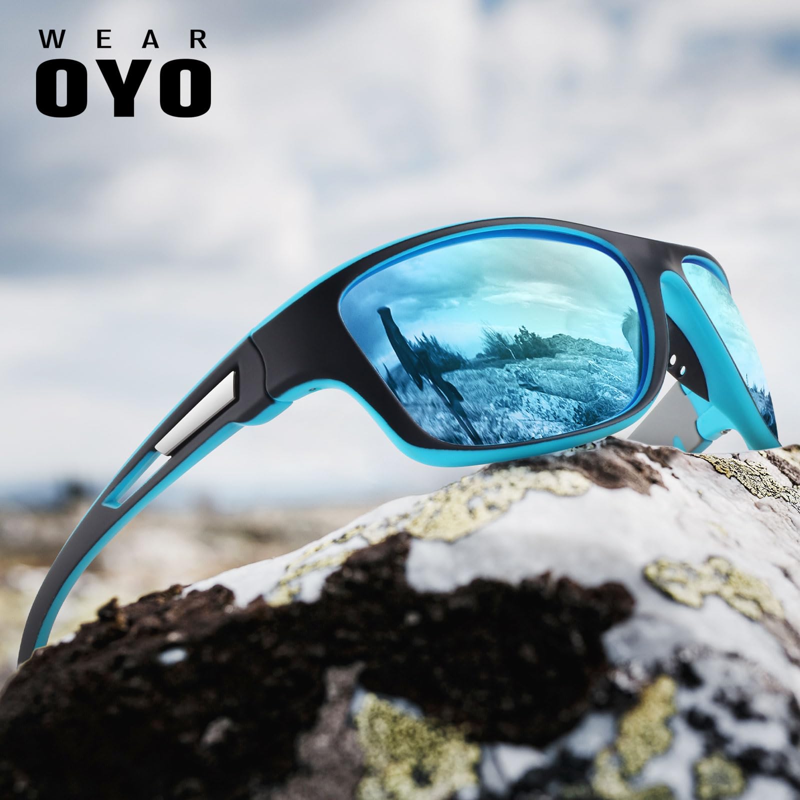 Polarized Sports Sunglasses for Men & Women - UV400 Protection Rectangular Goggles for Fishing, Driving, Running & Outdoor Activities