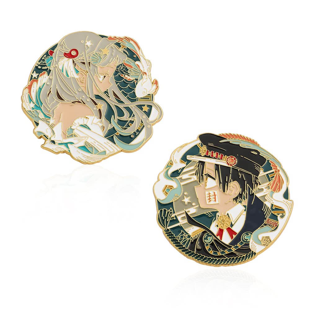 Anime TBHK Enamel Pins - Toilet-bound Hanako Kun Brooch Set (Yashiro Nene & Yugi Amane) for Cosplay, Backpacks & Bag Accessories | Cute Japanese Anime Collectibles for Fans & Gift Giving