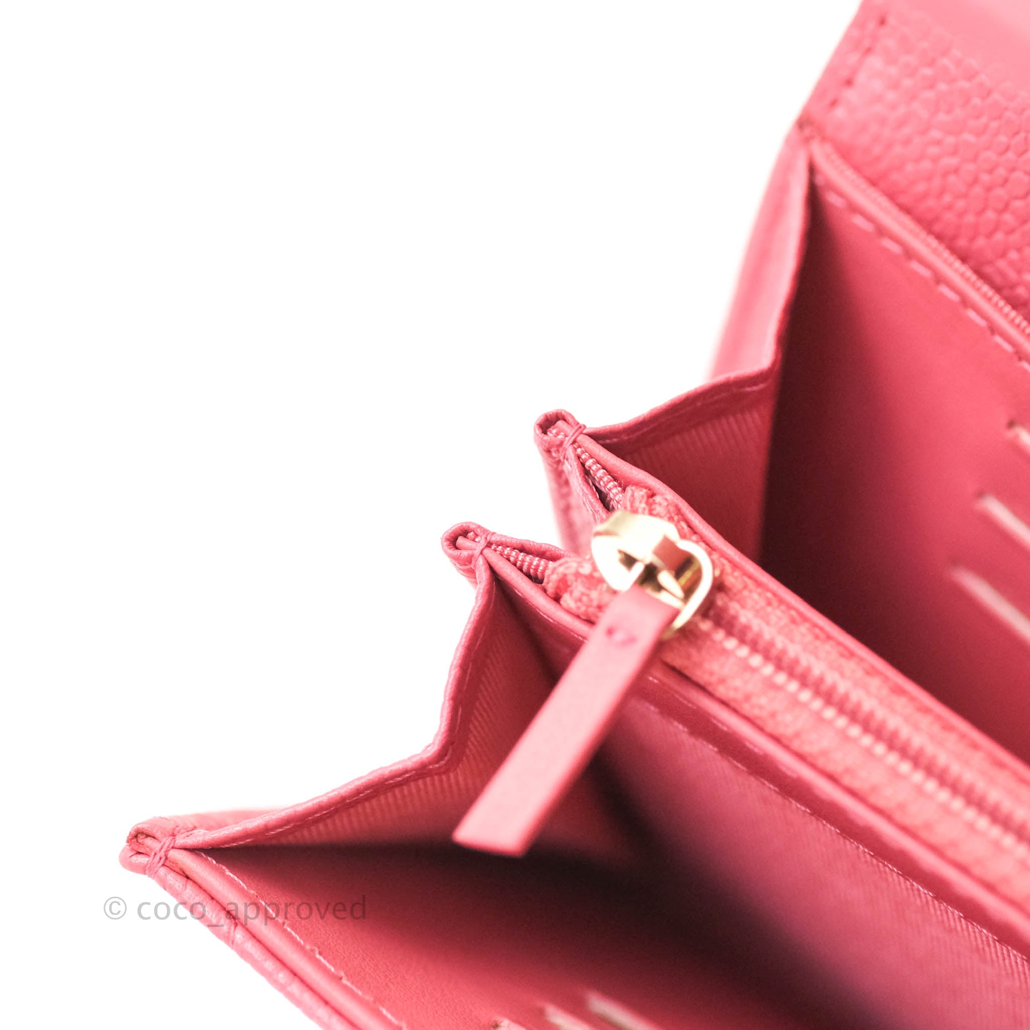 Chanel Classic Flap Wallet in Pink Caviar Leather with Gold Hardware - Luxury Designer Wallet for Women, Perfect for Everyday Use & Special Occasions