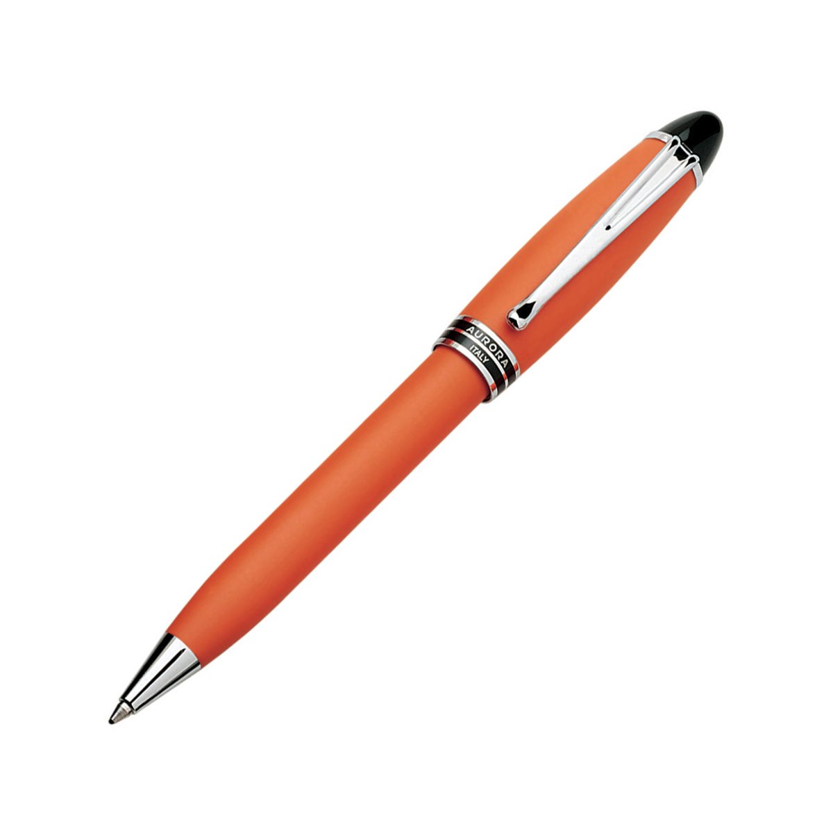 Aurora Lobster-Orange Velvet Resin Ballpoint Pen with Black Lacquer Ring & Chrome Plated Trims (B30-OP) - Premium Writing Instrument for Office, Gift & Collectors