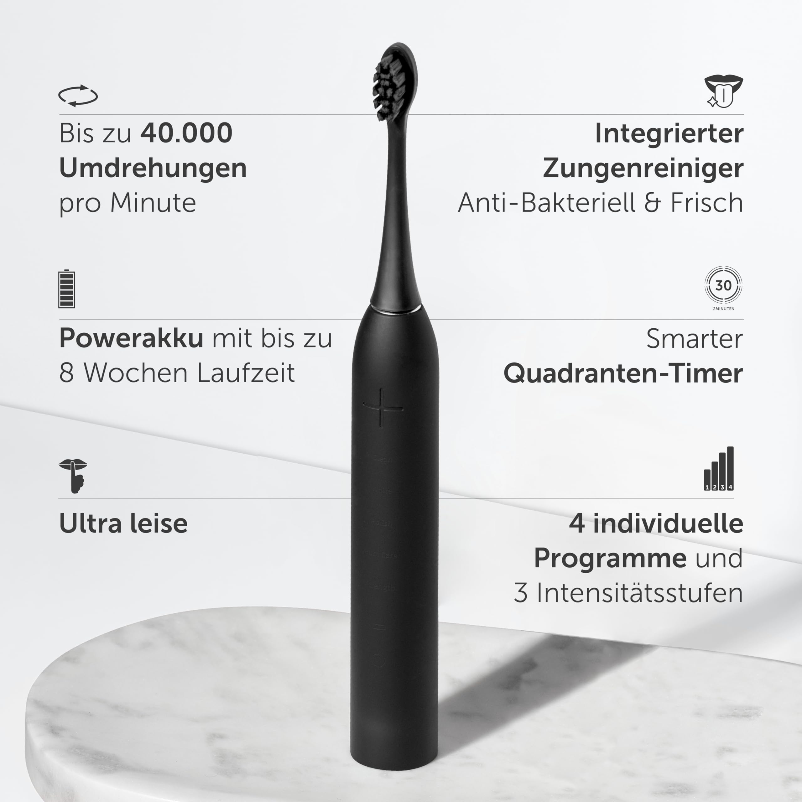 Wondersmile Sonic Toothbrush Twin Pack PRO - Electric Toothbrush with 4 Cleaning Modes, Ultrasonic Technology & Smart Brush Heads (Atomic Rose/Ultimate Black) - Perfect for Travel, Family Use & Daily Oral Care