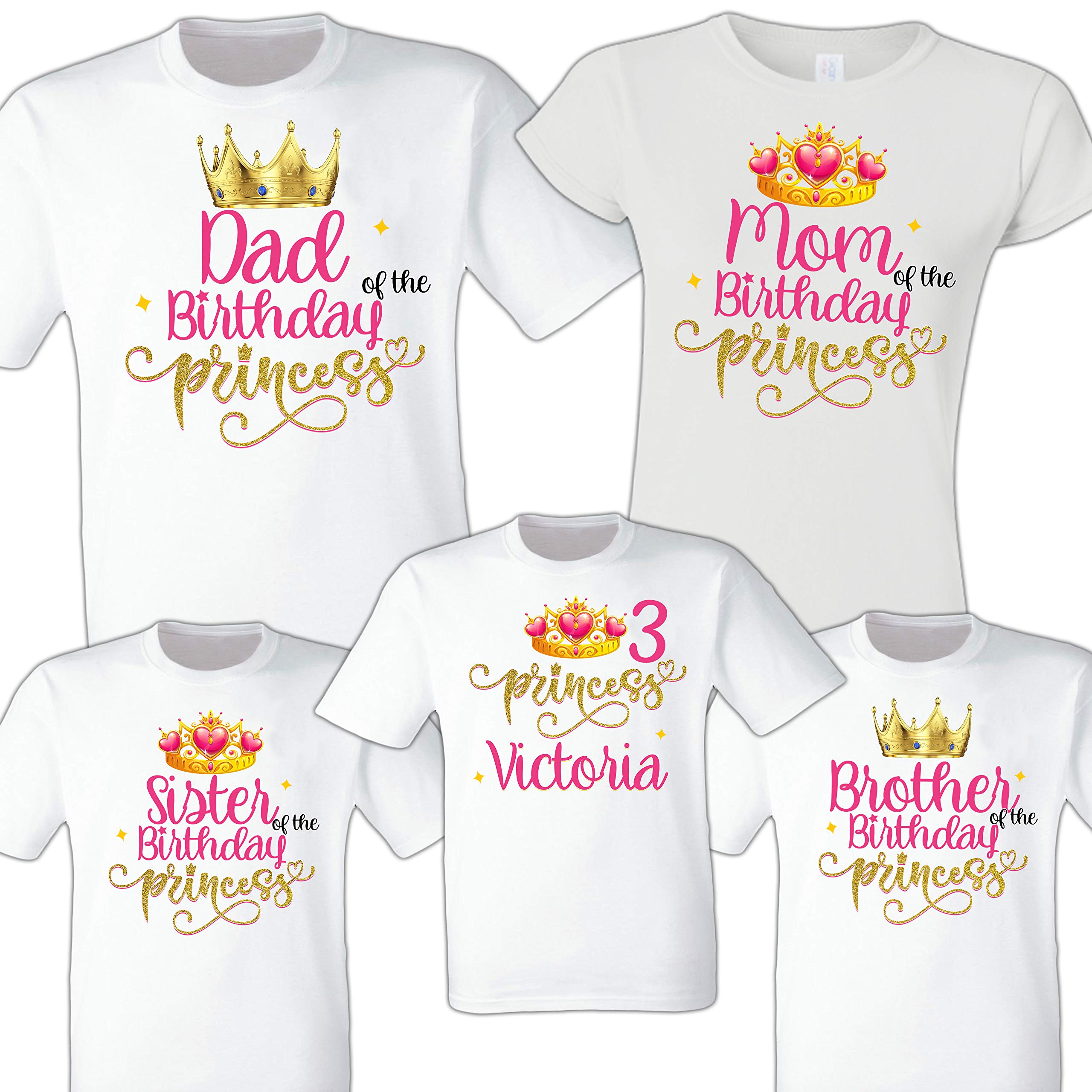 Personalized Birthday Girl Shirts for Little Princess - Cute Birthday Princess T-Shirt with Matching Crown for Birthday Parties & Celebrations