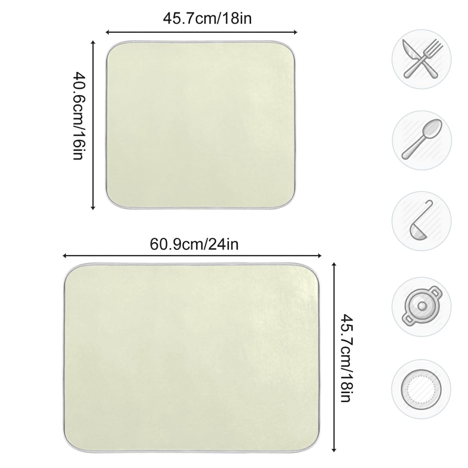 Extra Large Beige Dish Drying Mat - 18x24 Inch Microfiber Kitchen Counter Mat | Heat Resistant, Absorbent Dish Drainer Pad | Perfect for Drying Dishes, Protecting Countertops & Kitchen Decor