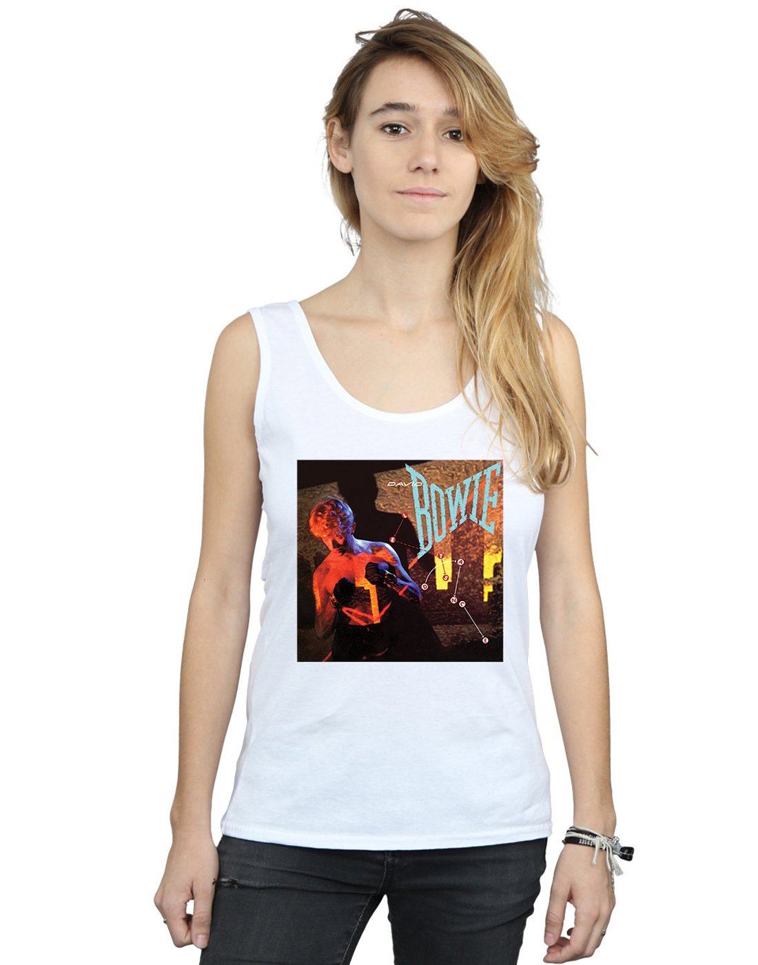 David Bowie Women's Let's Dance Album Cover Vintage Tank Top - 80s Retro Music Tee for Concerts & Casual Wear