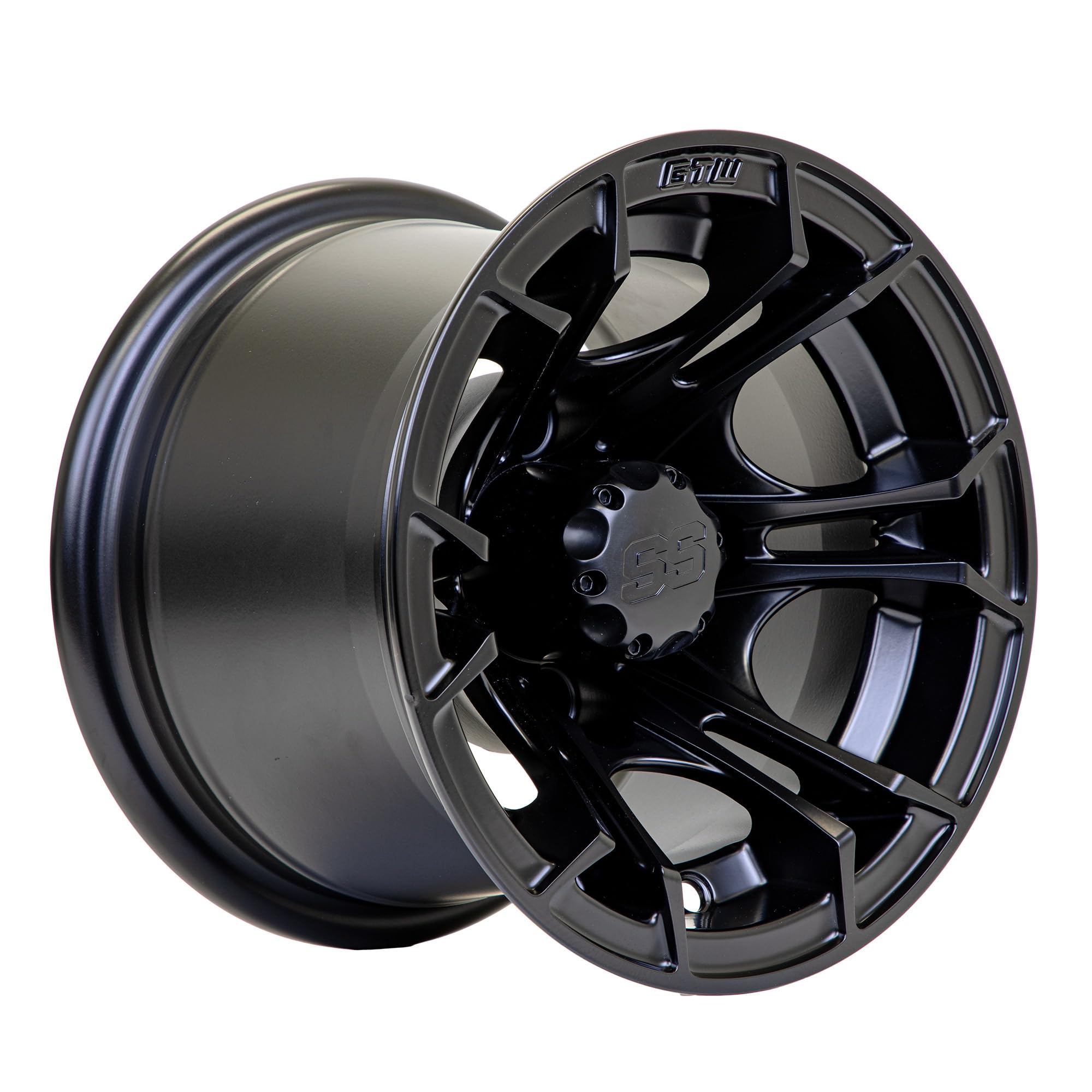 GTW 10 Inch Golf Cart Wheels and Tires Combo Set of 4 - Matte Black Spyder Wheels with 205/50-10 Pro Tour Street Tires | Perfect for Golf Carts, Utility Vehicles & Neighborhood Cruising