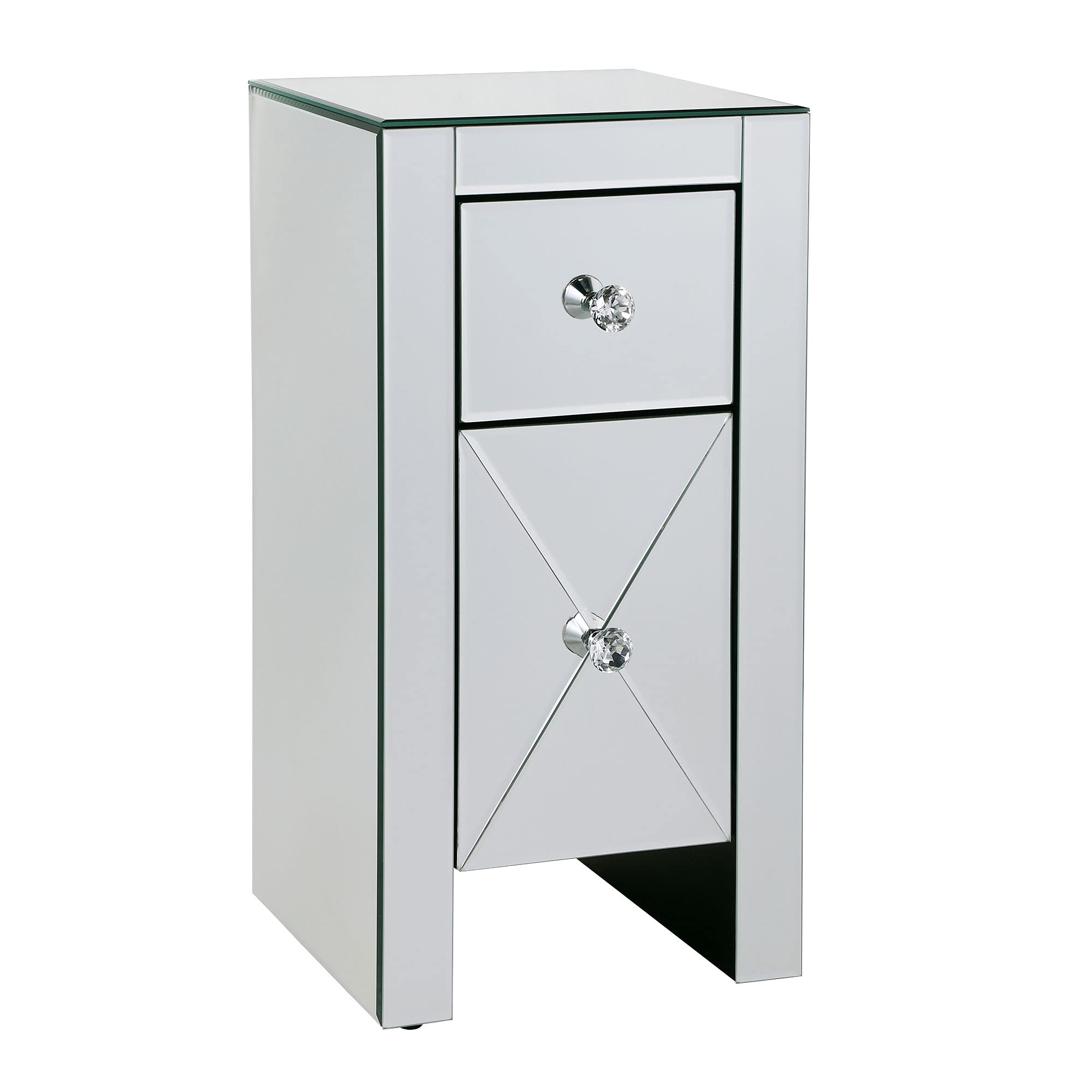 Silver Glass Mirrored Nightstand with 2 Drawers - Modern Bedside Table with Storage for Bedroom & Living Room | Perfect for Small Spaces, Apartment Decor & Guest Rooms