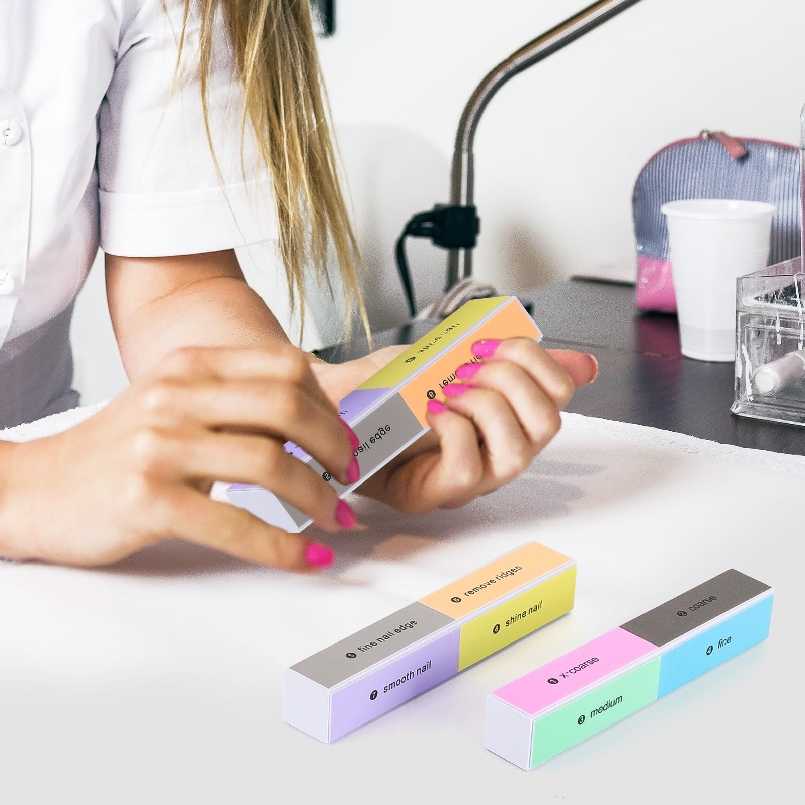 6 Pcs 8-Way Nail Buffer Blocks - Professional Nail Files for Natural & Acrylic Nails - All-in-One Buffing Block for Shaping, Smoothing, Polishing & Shining - Perfect for Home Manicures & Salon Nail Care