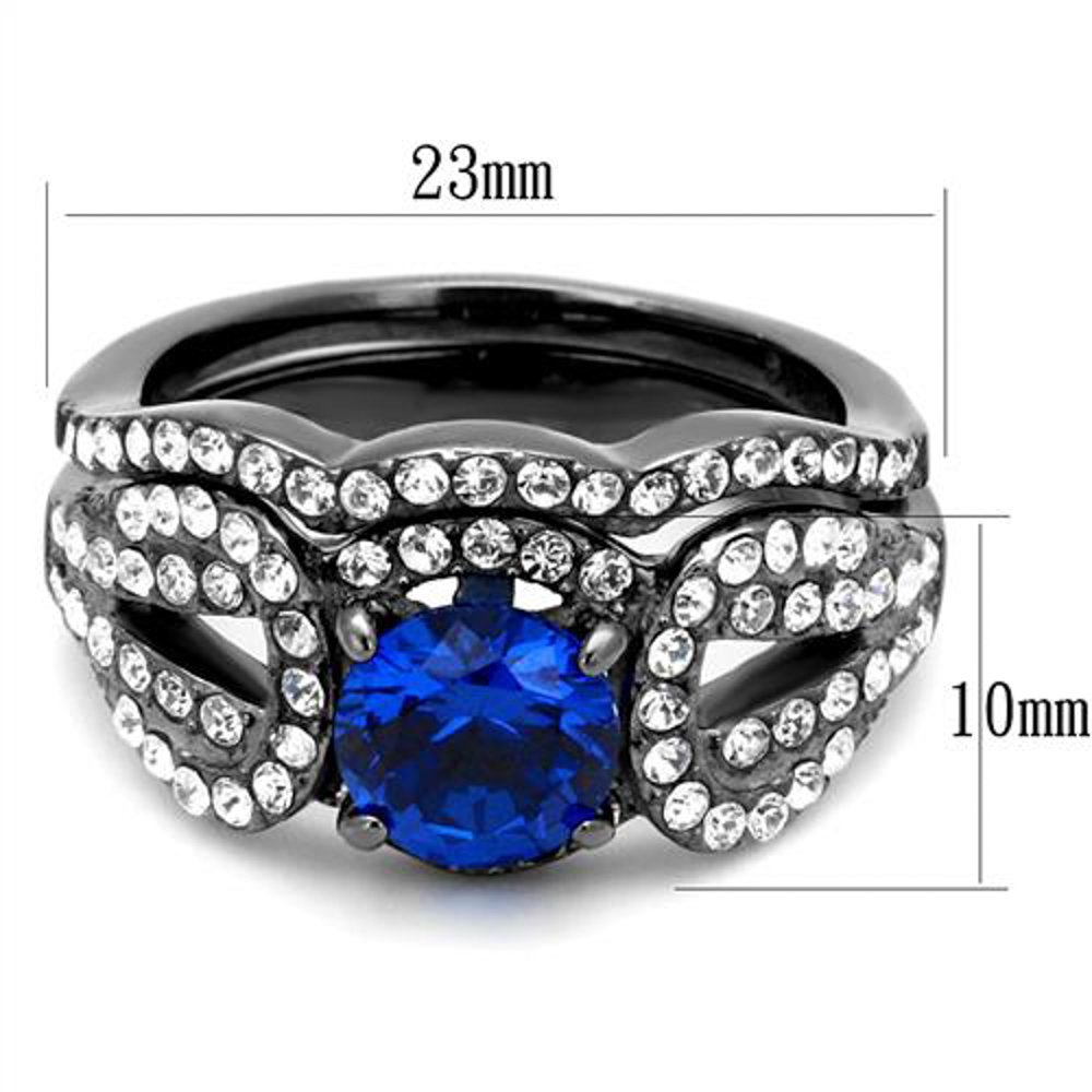 London Blue Spinel Wedding Ring Set for Women - Stainless Steel Jewelry for Brides