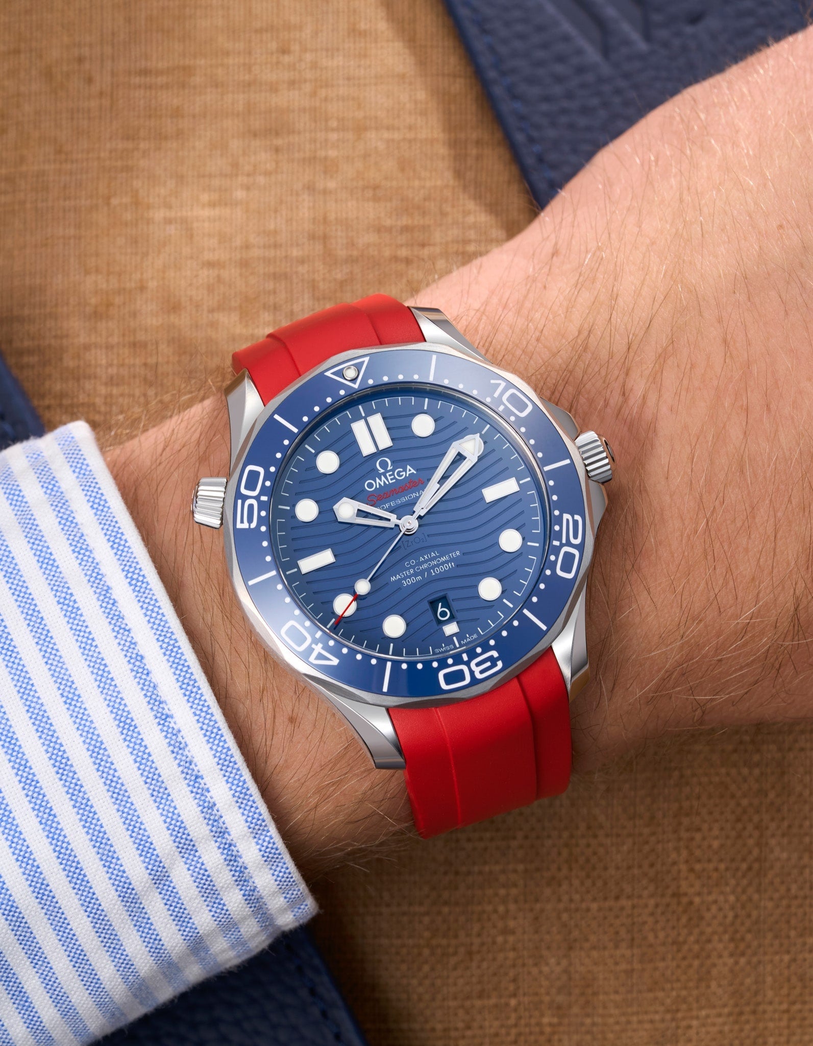 Omega Seamaster Diver 300 42mm Blue Rubber Replacement Strap - Durable & Comfortable Watch Band for Swimming, Diving & Everyday Wear