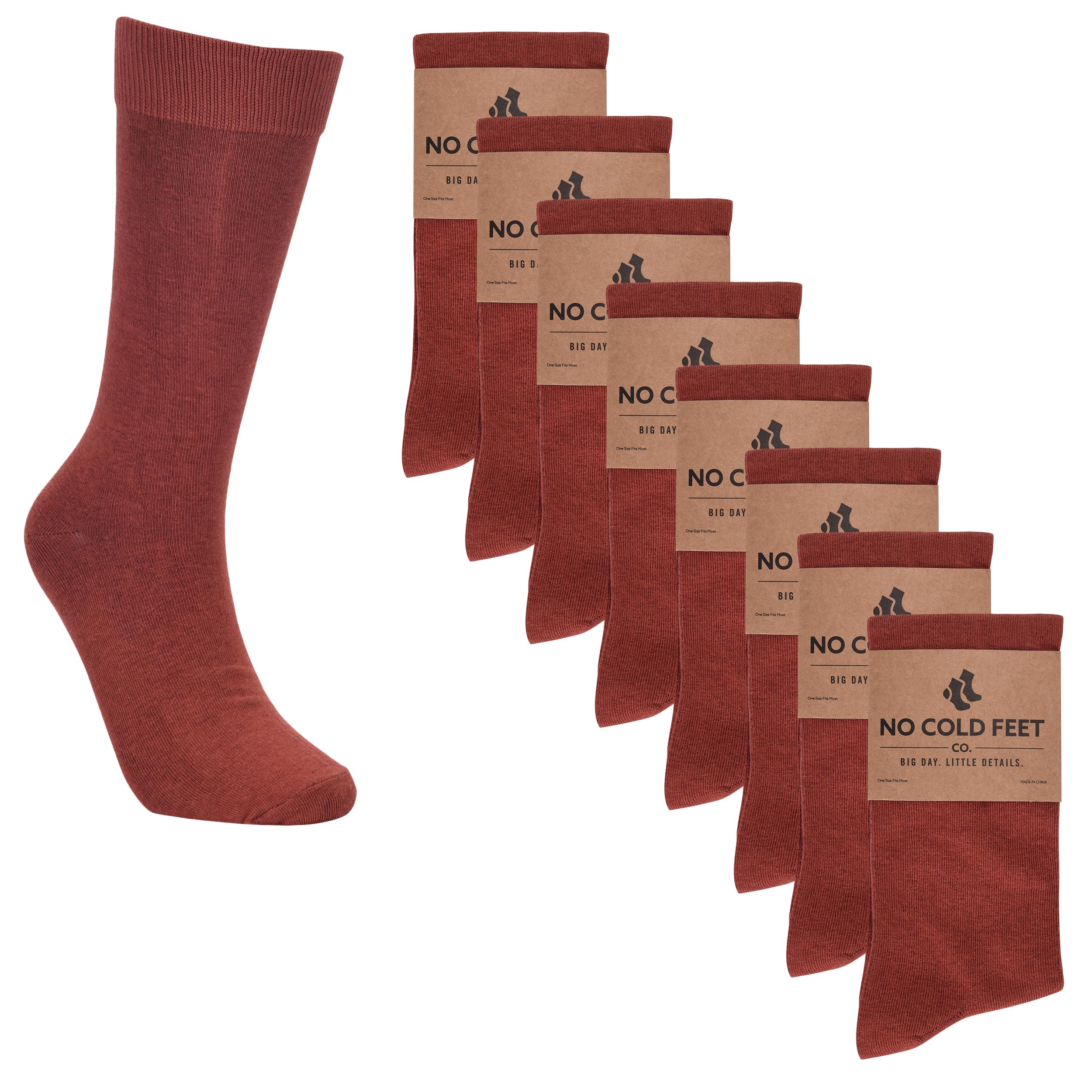 Fun Orange Colorful Novelty Socks for Men - 8 Pack Dress Casual Formal Groomsmen Wedding Socks - Perfect for Parties, Gifts & Everyday Wear