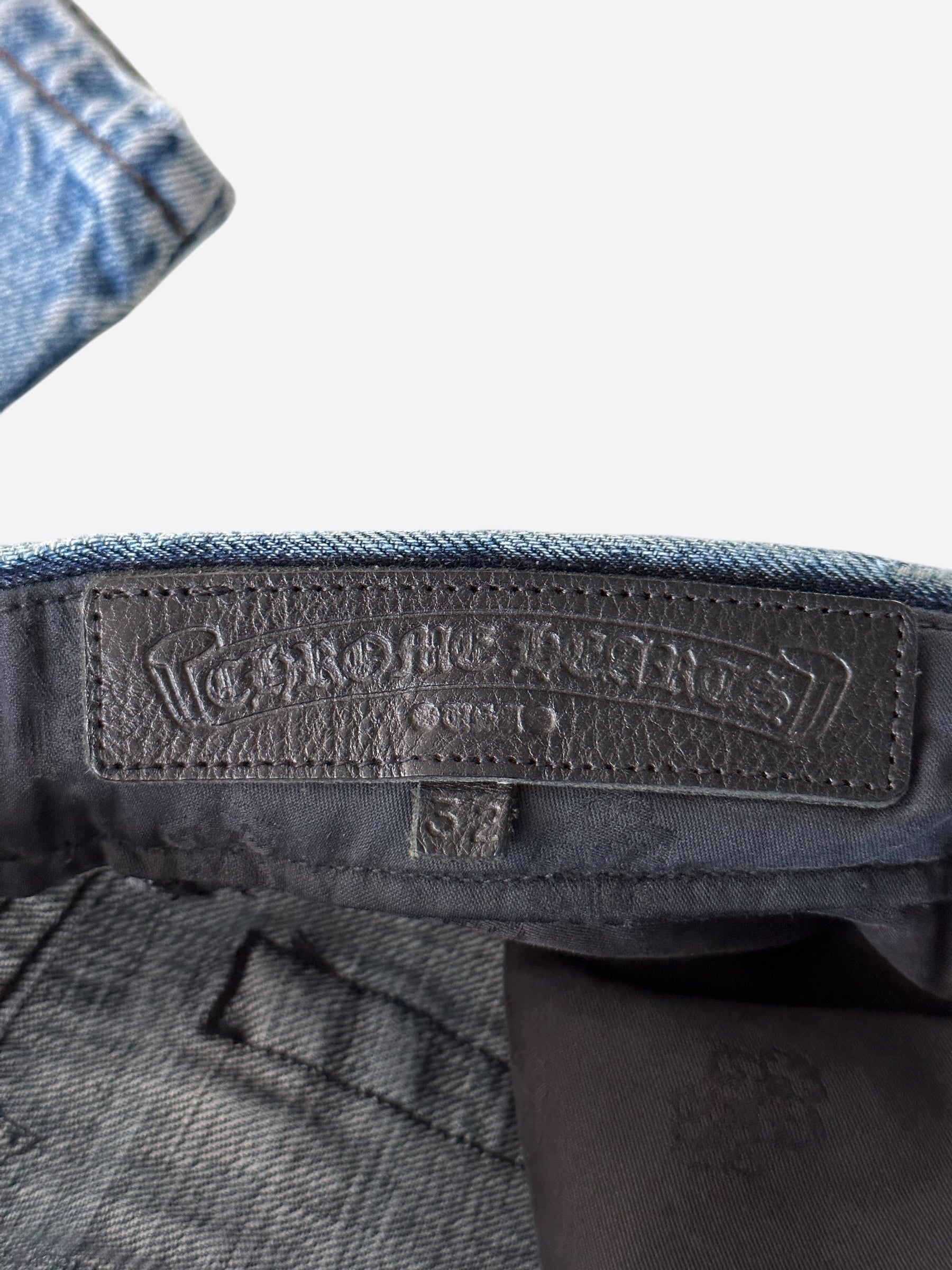 Chrome Hearts Blue Multicolor Cross Patch Jeans for Men & Women - Stylish Distressed Denim Pants with Embroidered Cross Design - Perfect for Casual Wear, Street Style & Fashion Outfits