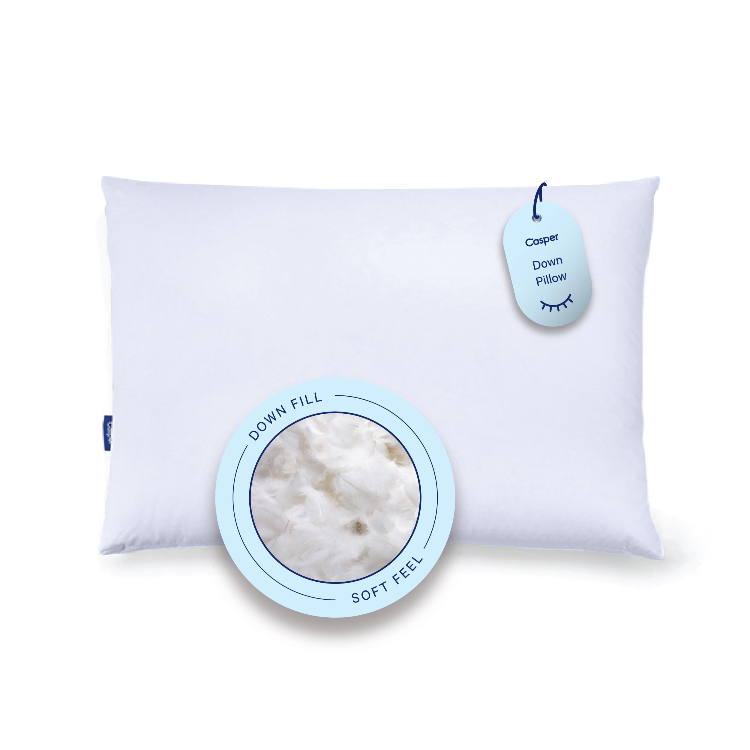 Premium Casper Sleep Down Pillow - King Size White Goose Feather Pillow for Side, Back & Stomach Sleepers - Luxury Bedding for Hotels, Guest Rooms & Home Use