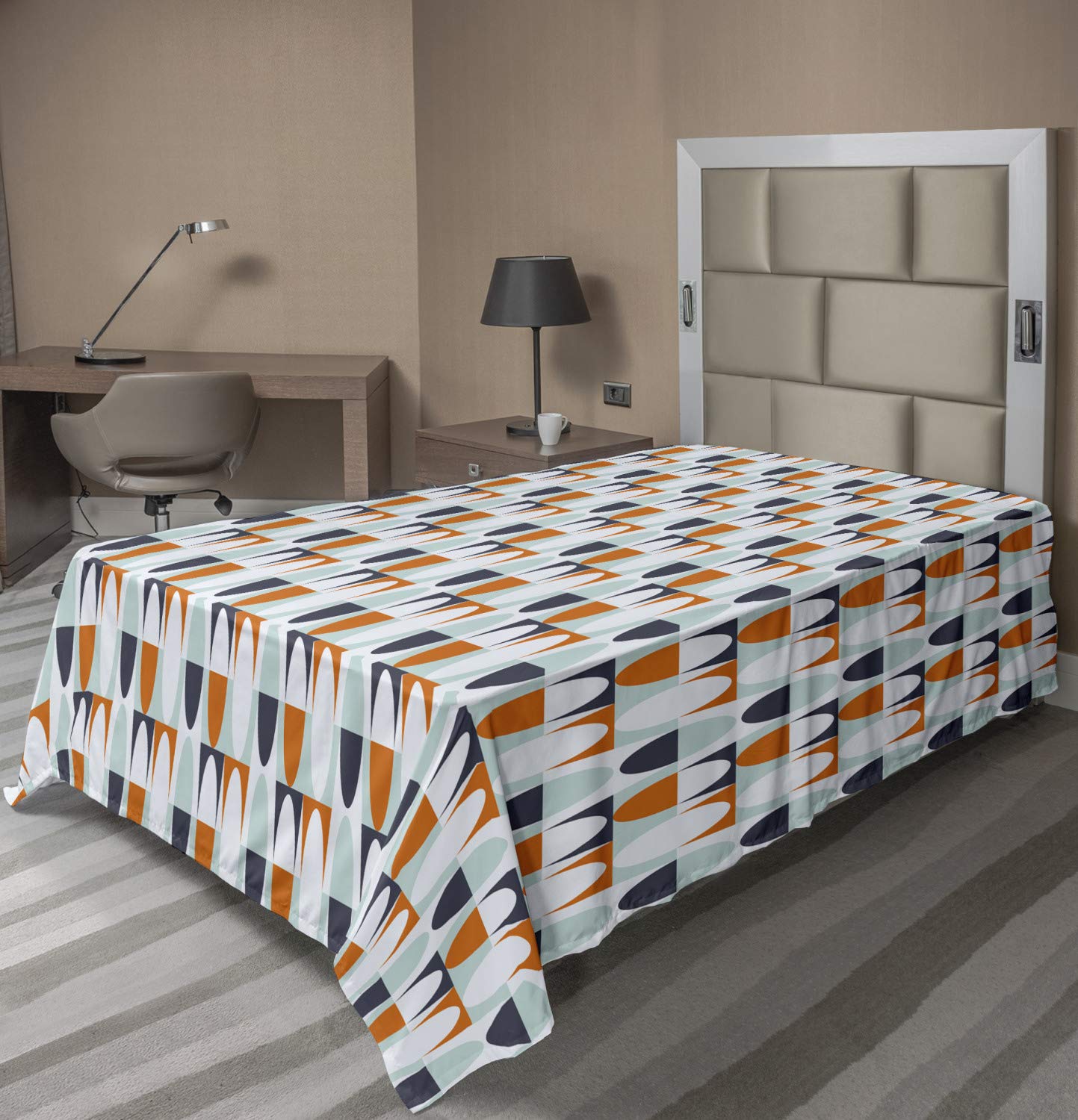 Ambesonne Abstract Bicolor Round Flat Sheet - Soft & Comfortable Twin XL Bedding in Pastel Purple Multicolor | Perfect for Guest Rooms, Dorms & Modern Home Decor