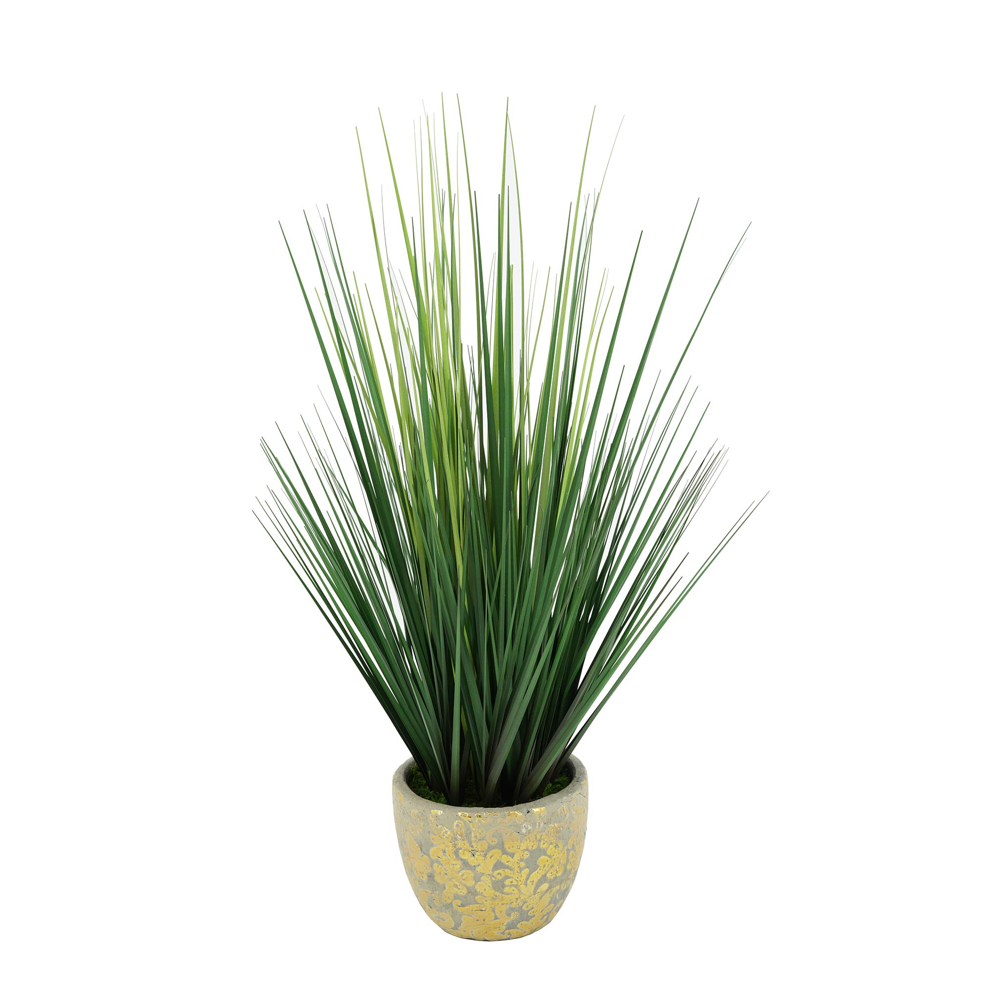 Artificial Grass in Gold Foil Ceramic Pot - Realistic Faux Grass Decor for Home, Office & Wedding Centerpieces | Perfect for Indoor Plants, Table Decor & Gift Ideas