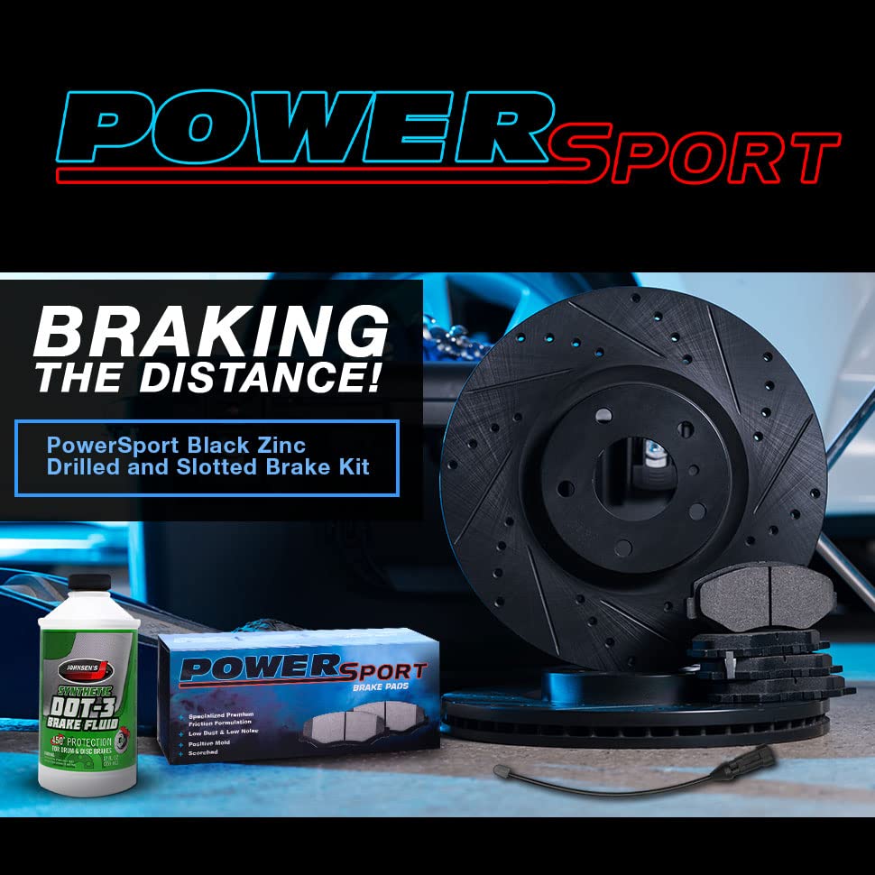 Premium Power Sport Front & Rear Brake Pads & Rotors Kit - High Performance Ceramic Brake Set with Sensor Wire BBCC.31000.62 | Perfect for Motorcycles, ATVs & Off-Road Vehicles | Enhanced Stopping Power & Durability