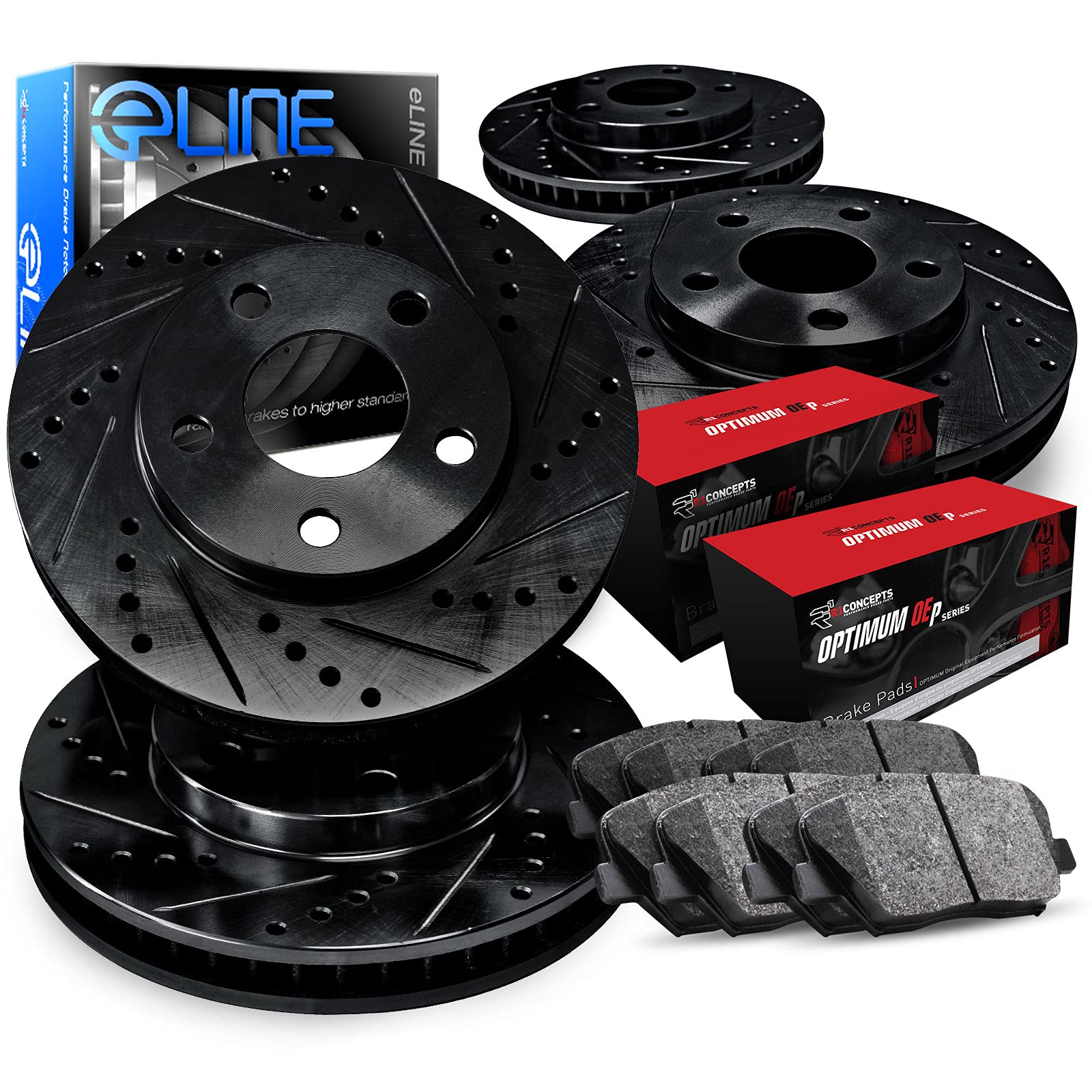 R1 Concepts Premium Front & Rear Brake Pads and Rotors Kit - OE Replacement for 2003-2007 Jeep Liberty - High Performance Braking for Off-Road & Daily Driving