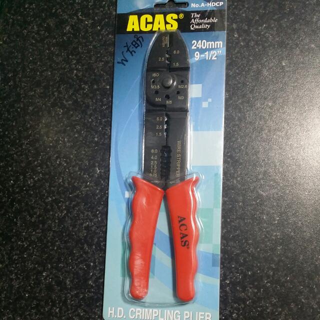 ACAS Heavy Duty Crimping Plier 9.5 Inch (240mm) - Professional Wire Crimping Tool for Electrical Work, Model PLR AHDCP | Ideal for DIY Projects, Automotive Repairs, and Industrial Applications