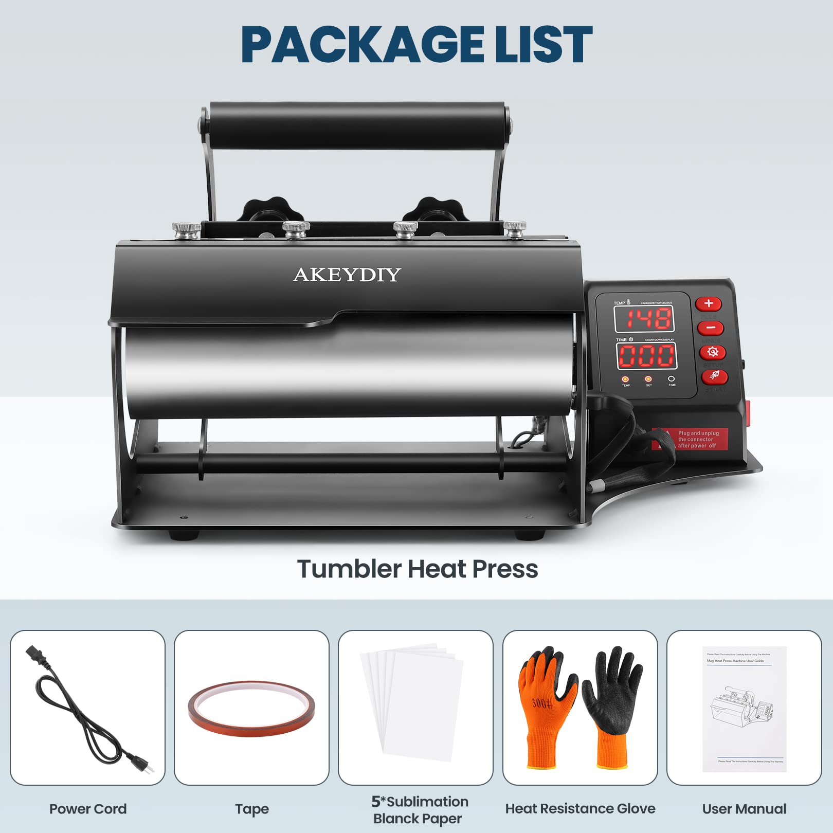 DREAMVAN Tumbler Heat Press Machine - Mug Press for 11oz to 30oz Sublimation Ceramic Mugs & Heat Transfer for 12oz/15oz/18oz/20oz Straight Blank Tumblers, Glass Cans & Cups - Perfect for Custom Drinkware Business & DIY Gifts (AMB005565, Black)