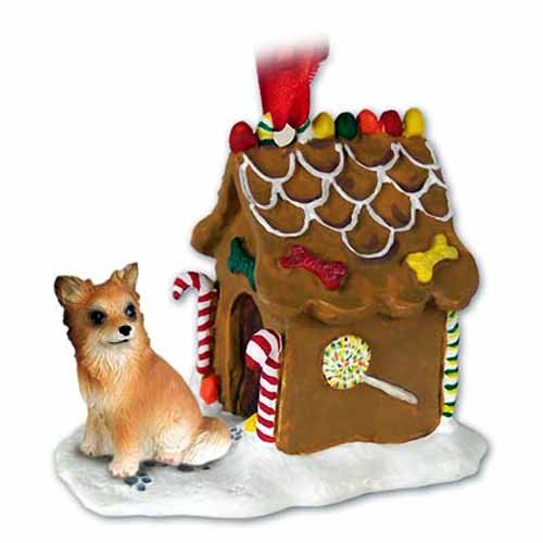 Longhaired Chihuahua Gingerbread House Christmas Ornament - Handmade Holiday Decor for Tree, Gift & Festive Home Decoration