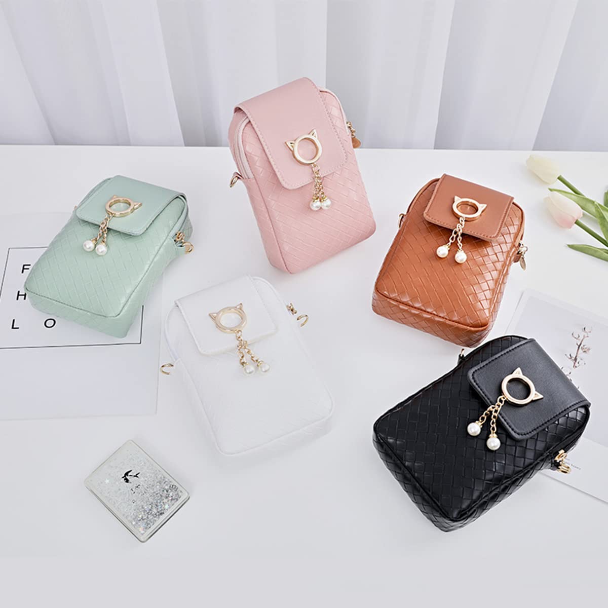 Women's PU Leather Crossbody Phone Bag - Adjustable Strap, Large Capacity Zipper Shoulder Purse for iPhone/Samsung - Fashionable Mobile Wallet for Travel, Shopping & Daily Use (Black)
