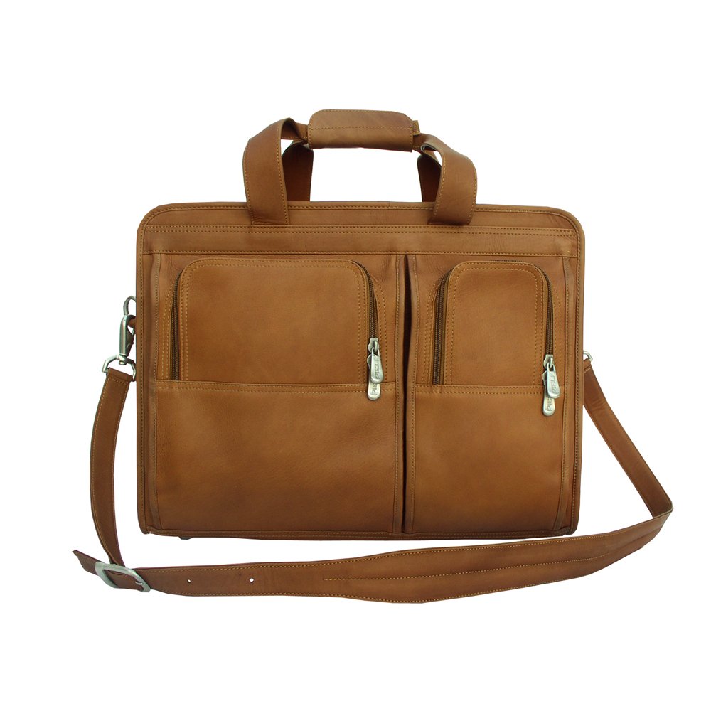 Professional Laptop Briefcase for Business & Travel - Durable Saddle Leather Portfolio with Adjustable Shoulder Strap - Perfect for Office, Meetings & Commuting