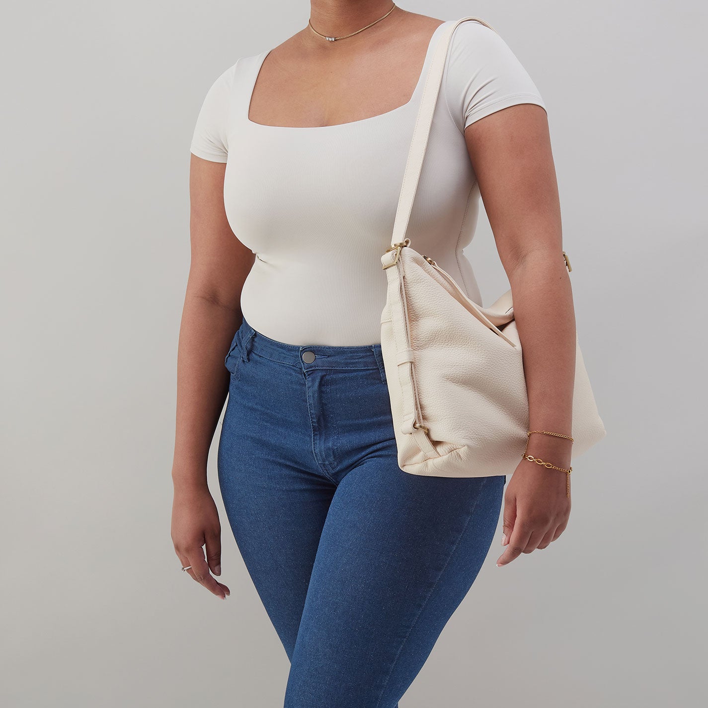 Emily Convertible Backpack in Pebbled Leather - Cream | Stylish Laptop Bag for Women | Perfect for Work, Travel & College