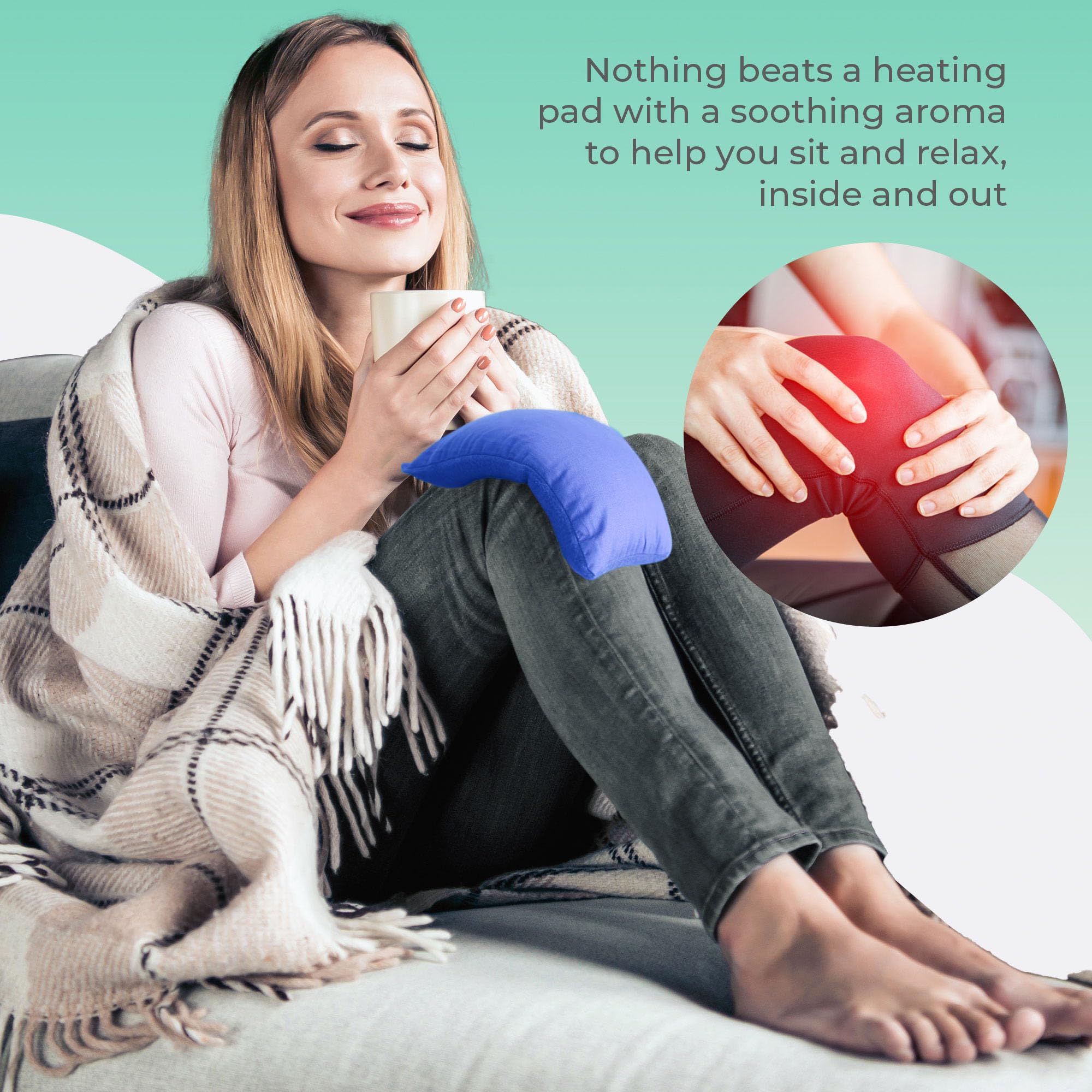Microwave Heating Pad for Pain Relief - Moist Heat Therapy for Joints, Muscles & Cramps - Reusable Hot & Cold Pack - Lavender Scented Blue Pad - Perfect for Home, Office & Travel Use