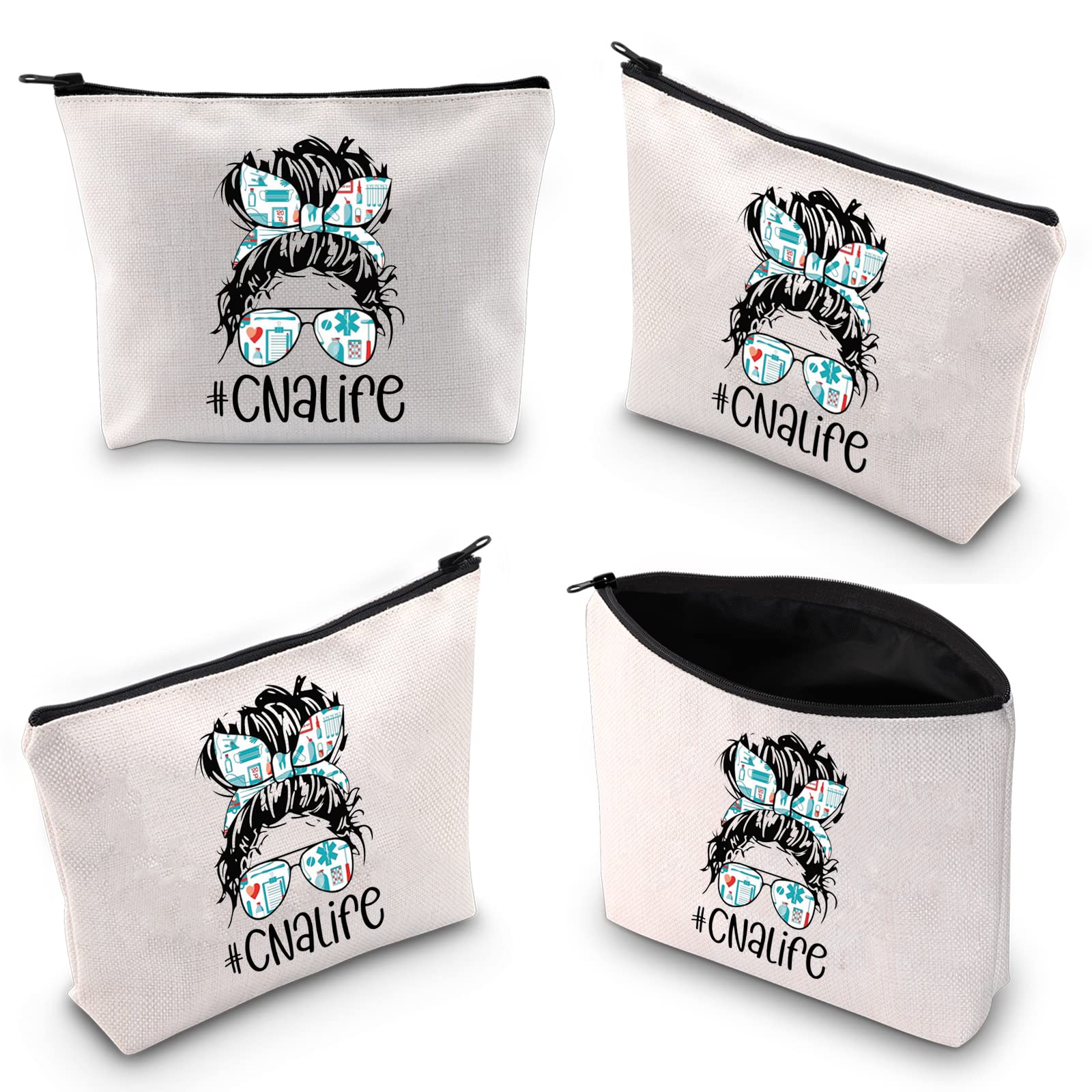 Certified Nursing Assistant Gift - CNA Graduation Zipper Makeup Bag for Nursing School - Off White Cosmetic Pouch - Perfect for CNA Life, Work & Travel Essentials