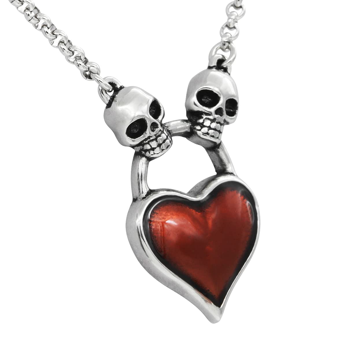 Controse Skull Heart Necklace - Gothic Jewelry for Women, Sterling Silver Pendant with Black Enamel - Perfect for Valentine's Day, Halloween & Alternative Fashion