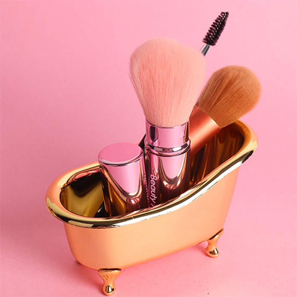 Mini Bathtub Storage Box - Jewelry & Makeup Organizer (Golden) for Bathroom & Vanity