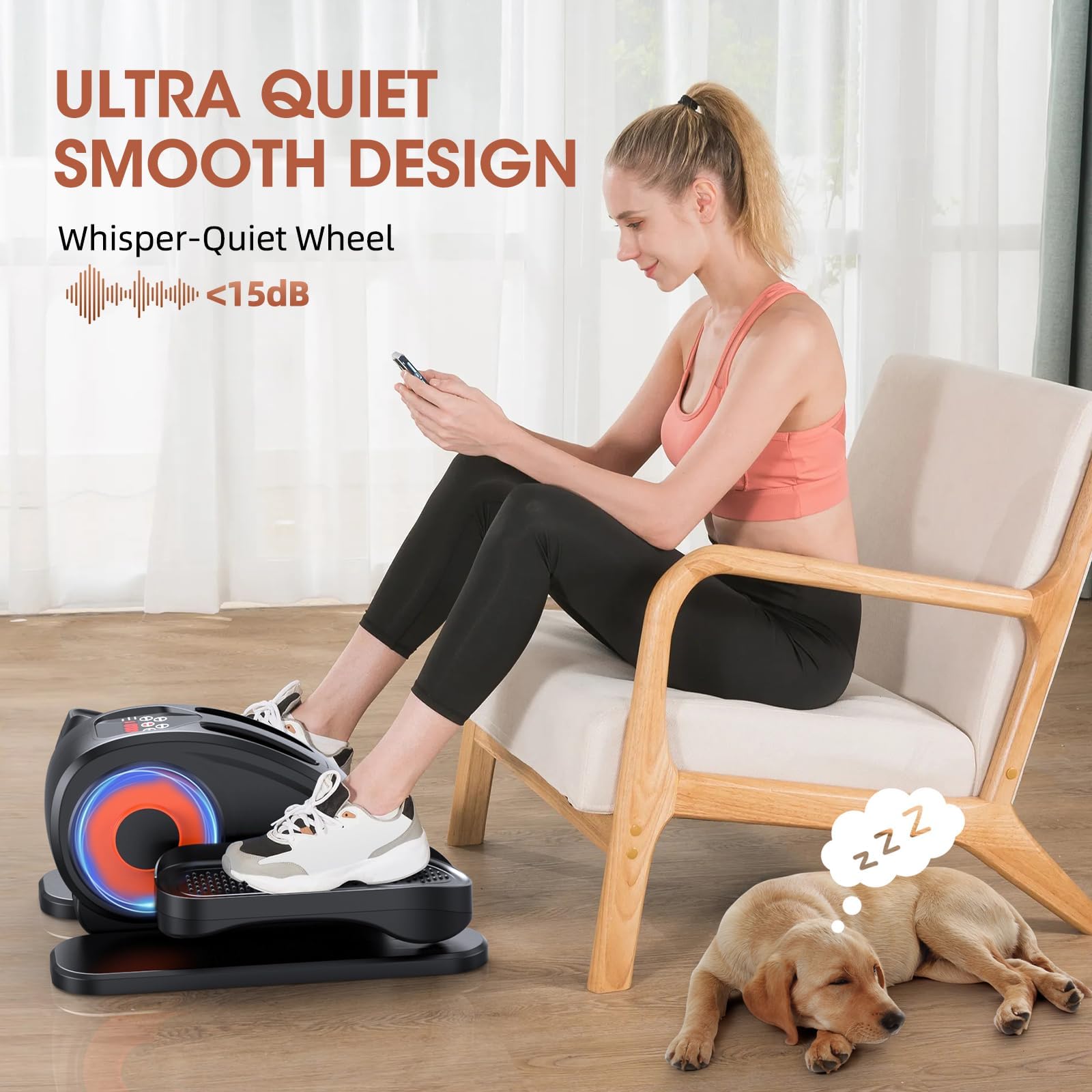 Under Desk Elliptical Machine - Quiet Electric Pedal Exerciser with LCD Display, Remote Control & 12 Speed Levels | Compact Seated Leg Workout Equipment for Home Office, Rehabilitation & Low-Impact Exercise