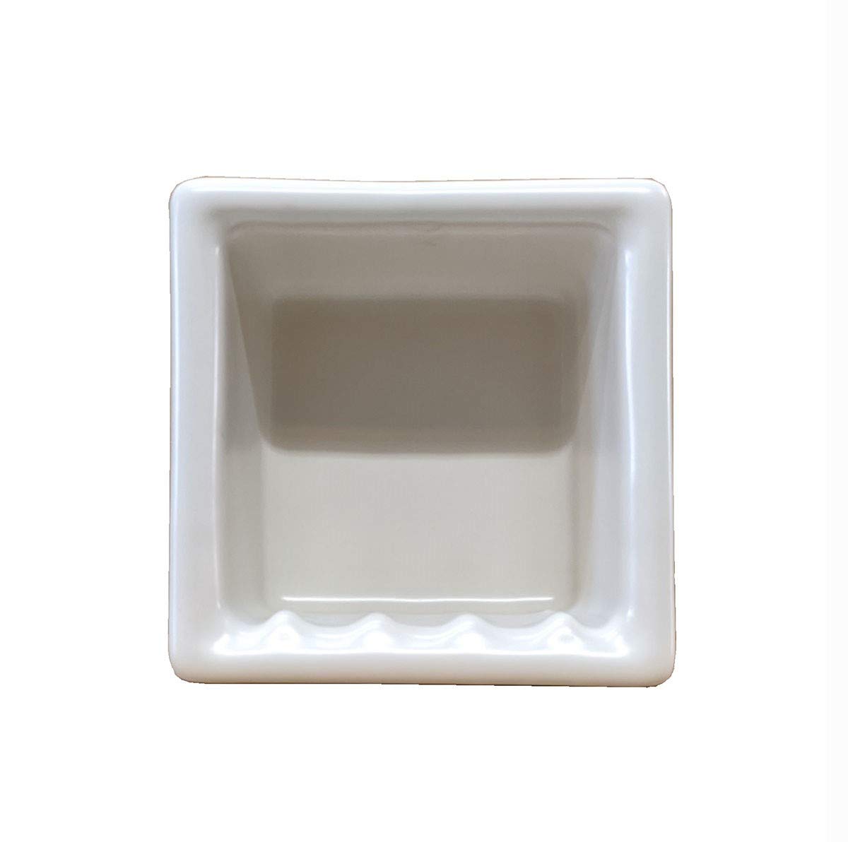 6x6 Recessed Shower Niche - Porcelain Soap Holder & Foot Rest | Easy Installation (Almond Biscuit Matte) | Perfect for Bathroom Organization & Spa-Like Shower Experience