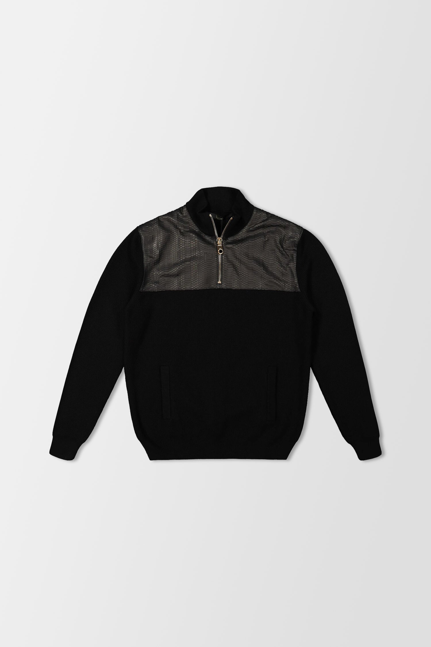 Billionaire Black Mock Neck Zip-Up Luxury Pullover Sweatshirt - Stylish & Comfortable for Casual Wear, Outfits & Layering