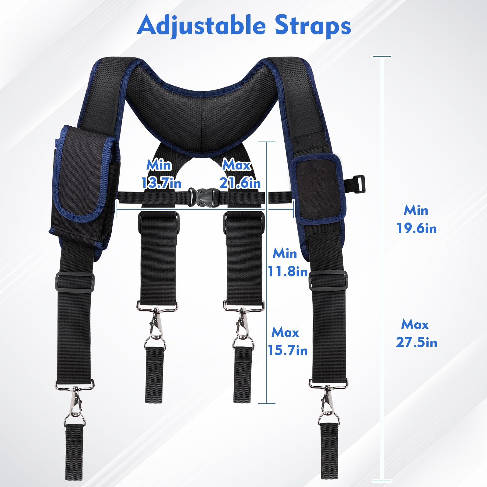 Adjustable Padded Tool Belt Suspenders for Men - Heavy Duty Carpenter Work Belt with Magnetic Wristband & Multi-Pocket Design for Construction Workers (Black) | Perfect for DIY Projects, Home Renovation & Professional Job Sites
