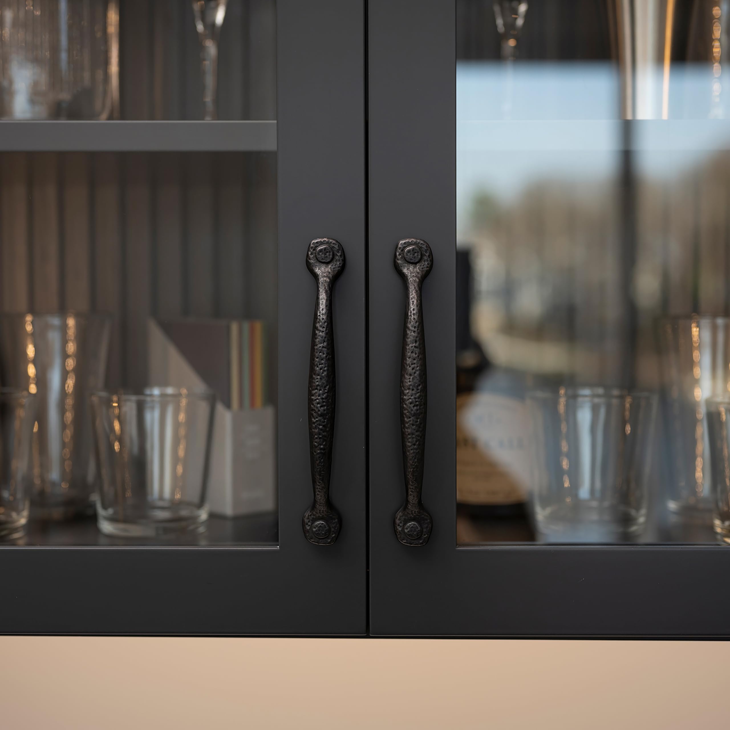 Premium Hickory Hardware 1-Pack Solid Core Kitchen Cabinet Pulls - Luxury Black Iron Cabinet Handles for Doors & Dresser Drawers (3-Inch Hole Center) - Refined Rustic Collection - Perfect for Modern Farmhouse & Industrial Style Kitchens