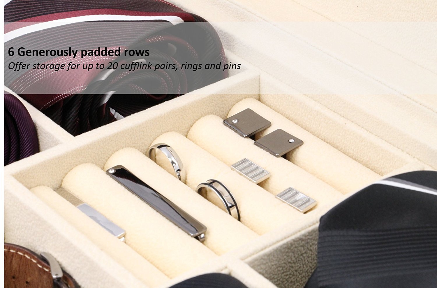Premium Handcrafted Genuine Crocodile Leather Tie & Cufflink Storage Box for Men - Luxury Seal Brown Organizer for Neckties, Accessories & Gifts - Perfect for Home, Office & Travel Use