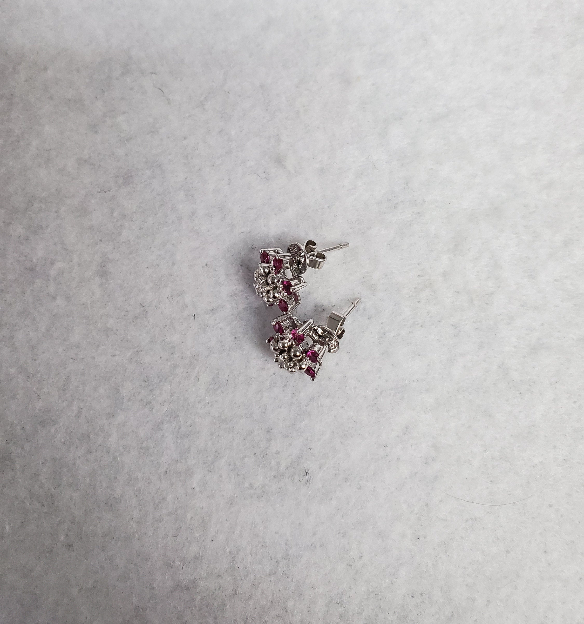 14K White Gold Pink Sapphire and Diamond Flower Earrings .61cttw - Elegant Jewelry for Weddings, Parties & Special Occasions