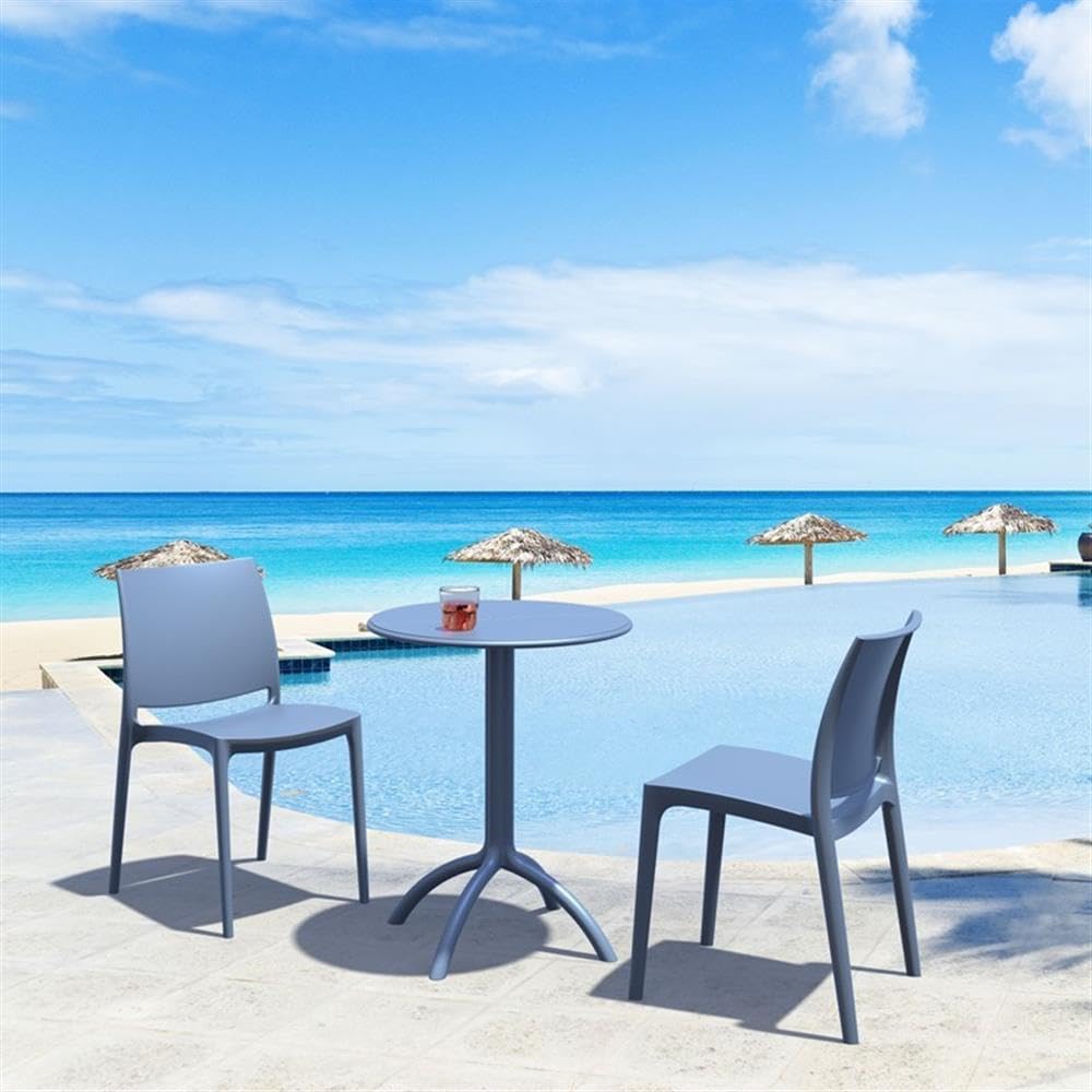Commercial-Grade Dark Gray Octopus Round Patio Bistro Table - Durable Outdoor Dining & Cafe Furniture for Restaurants, Bars, and Garden Decor