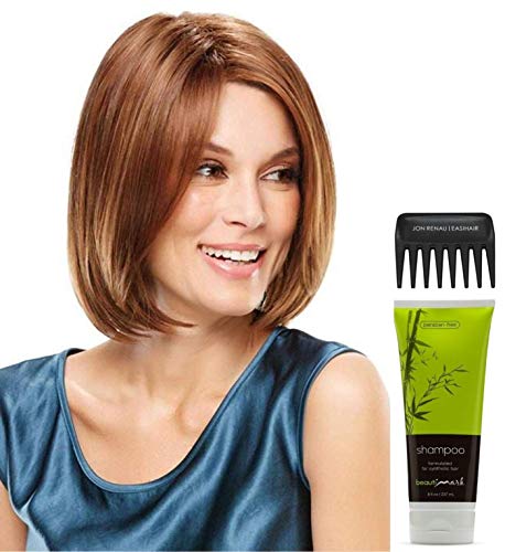 Jon Renau Kristen Wig Bundle (4 Items) - Synthetic Hair Wig, Christy's Wigs Q&A Booklet, BeautiMark Shampoo & Wide Tooth Comb - Color 10RH16 | Perfect for Cosplay, Costume Parties & Everyday Wear