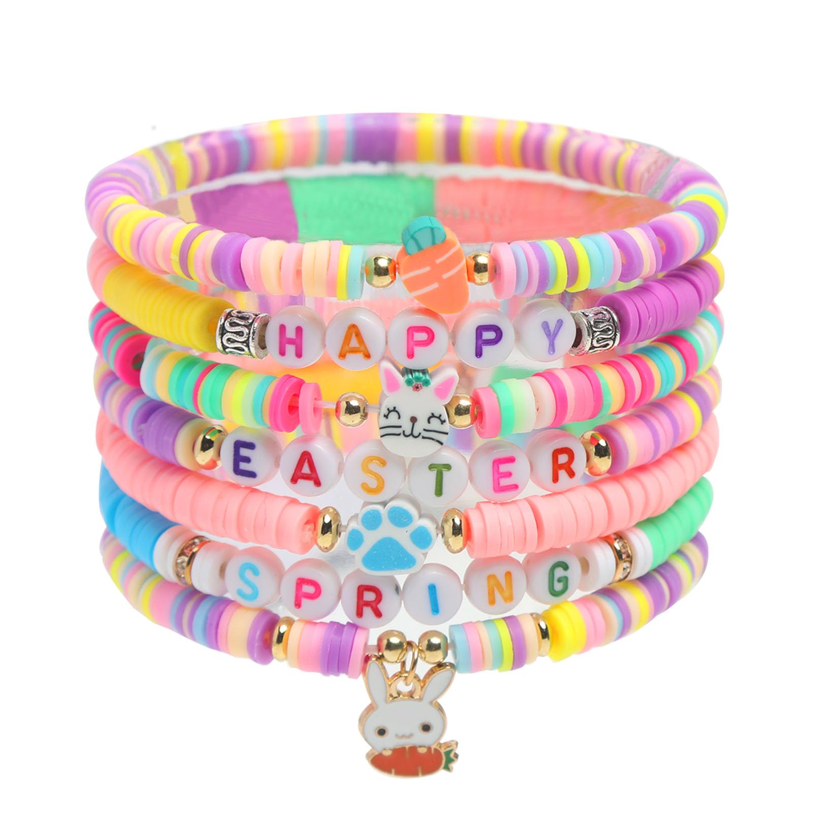 Easter Gifts for Women - Colorful Beaded Bunny Bracelet with Cute Pendant, Easter Basket Stuffers & Egg Fillers - Perfect for Easter Celebrations, Party Favors, and Spring Accessories