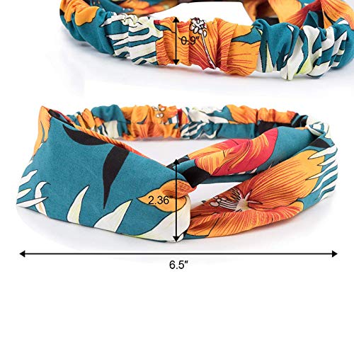 Trendy Club 12 Pcs Boho Headbands for Women - Elastic Hair Bands & Criss Cross Hair Wraps - Stylish Hair Accessories for Yoga, Workout, Beach & Everyday Wear