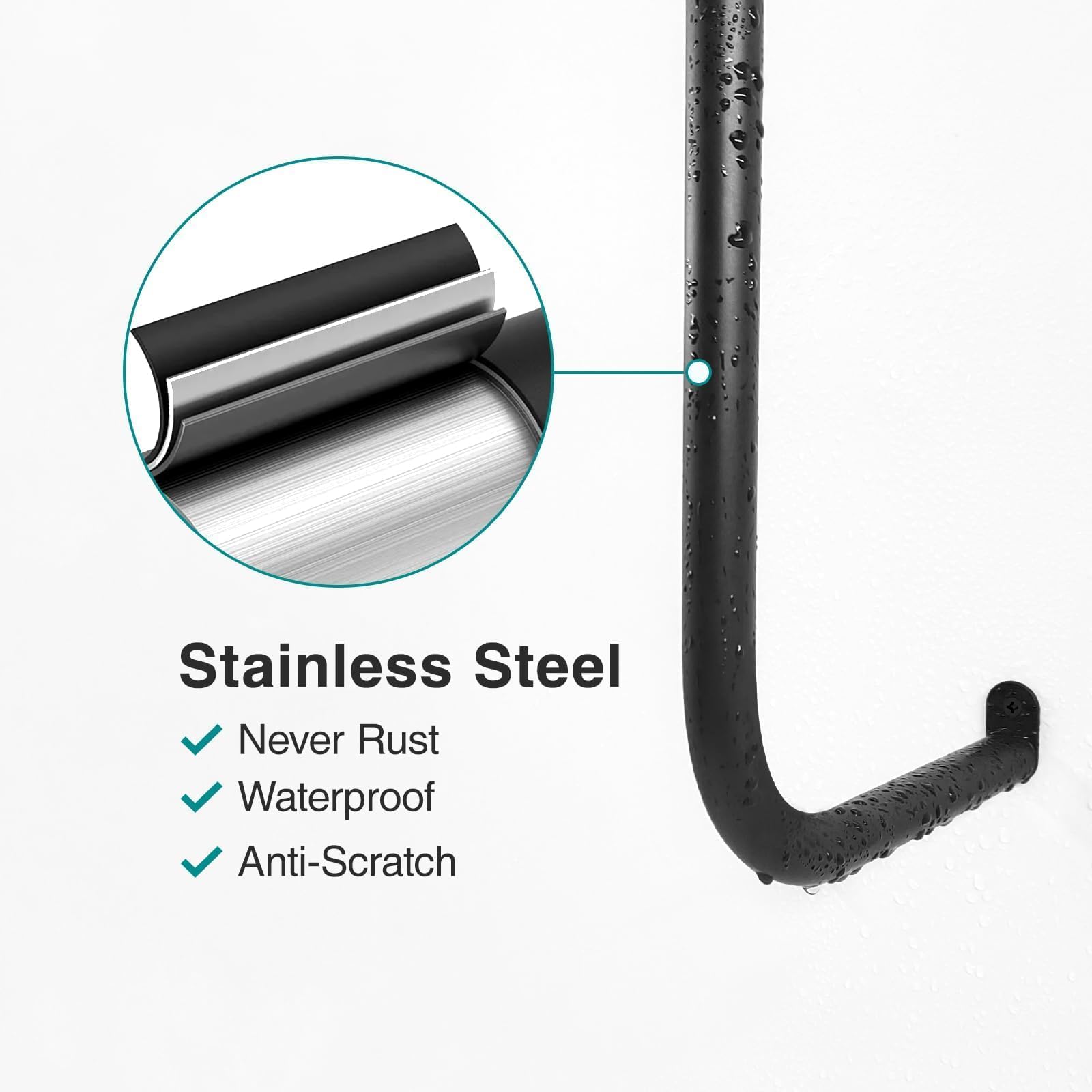 Stainless Steel Wall Mounted Towel Rack Holder for Bathroom - Holds 5 Large Rolled Towels - 22.78 Inch Black Matte Finish - Perfect for Spa, Gym & Luxury Home Decor