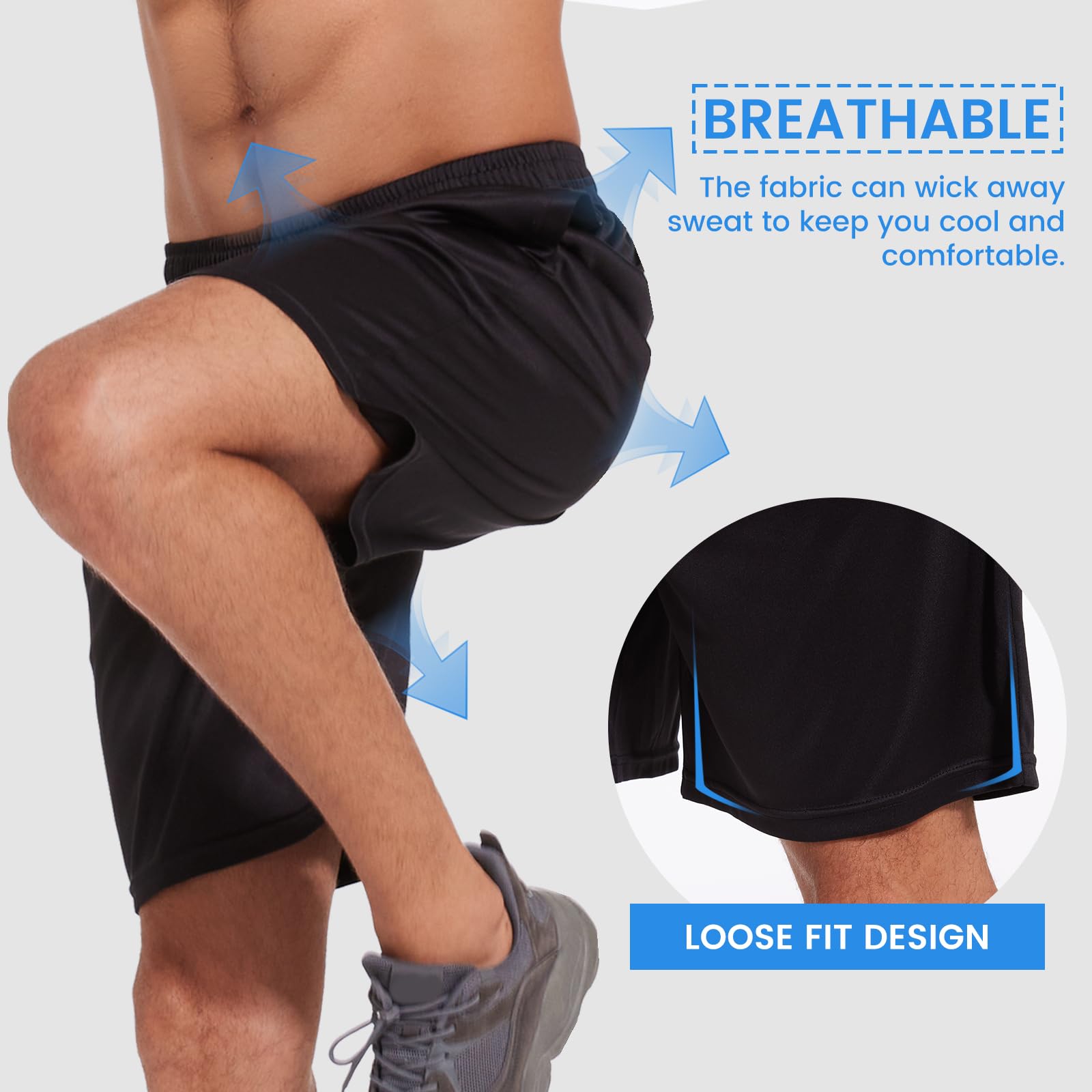 LalaHooK Men's Basketball Gym Shorts - Quick Dry Athletic Workout Shorts with Pockets for Running, Training & Casual Wear | Perfect for Basketball, Gym & Outdoor Activities