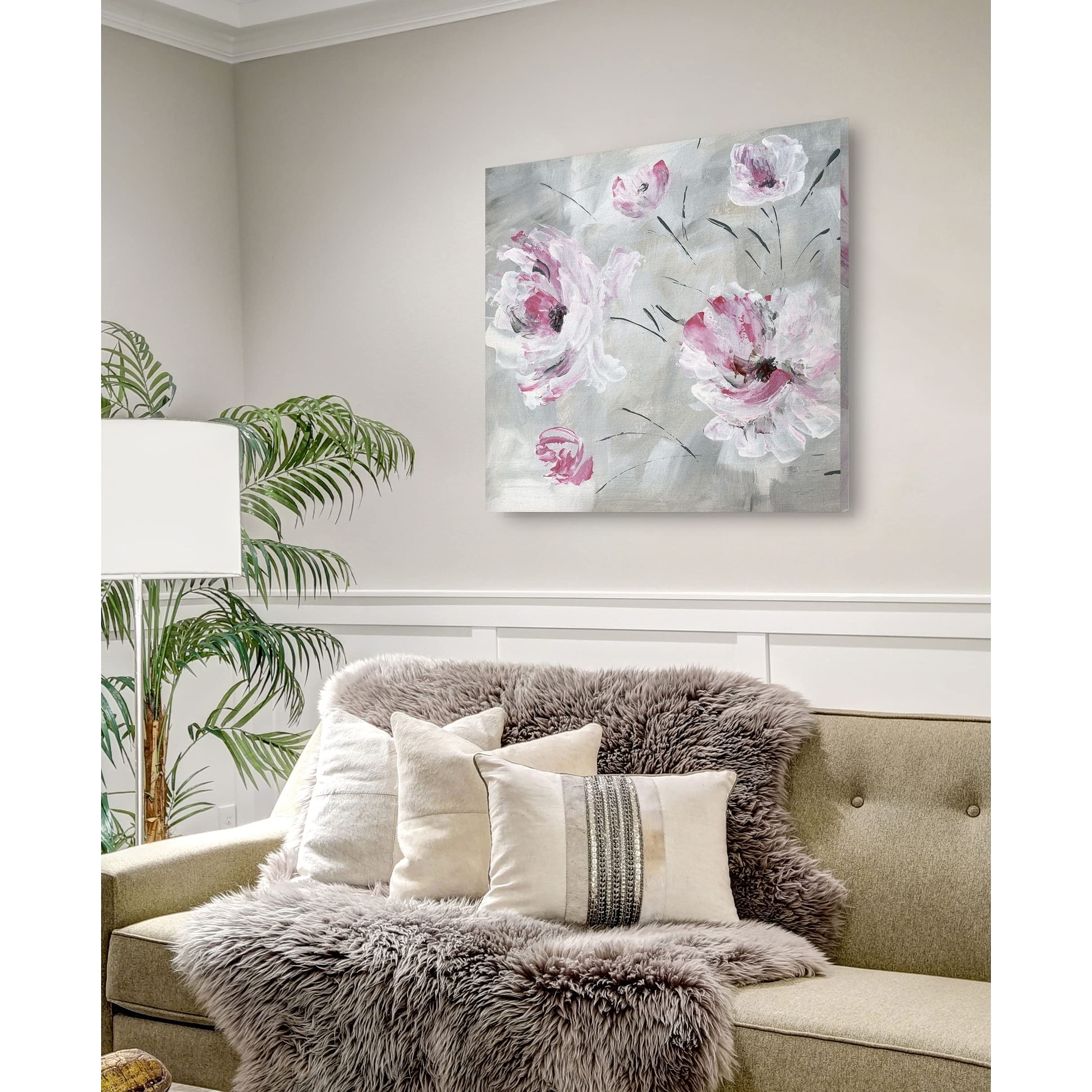 Wexford Home Blush Bloom I Gallery Wrapped Canvas Wall Art - 40x40 Inch Modern Abstract Painting in Yellow, Blue, Green, Red, Black & White - Perfect for Living Room, Bedroom or Office Decor