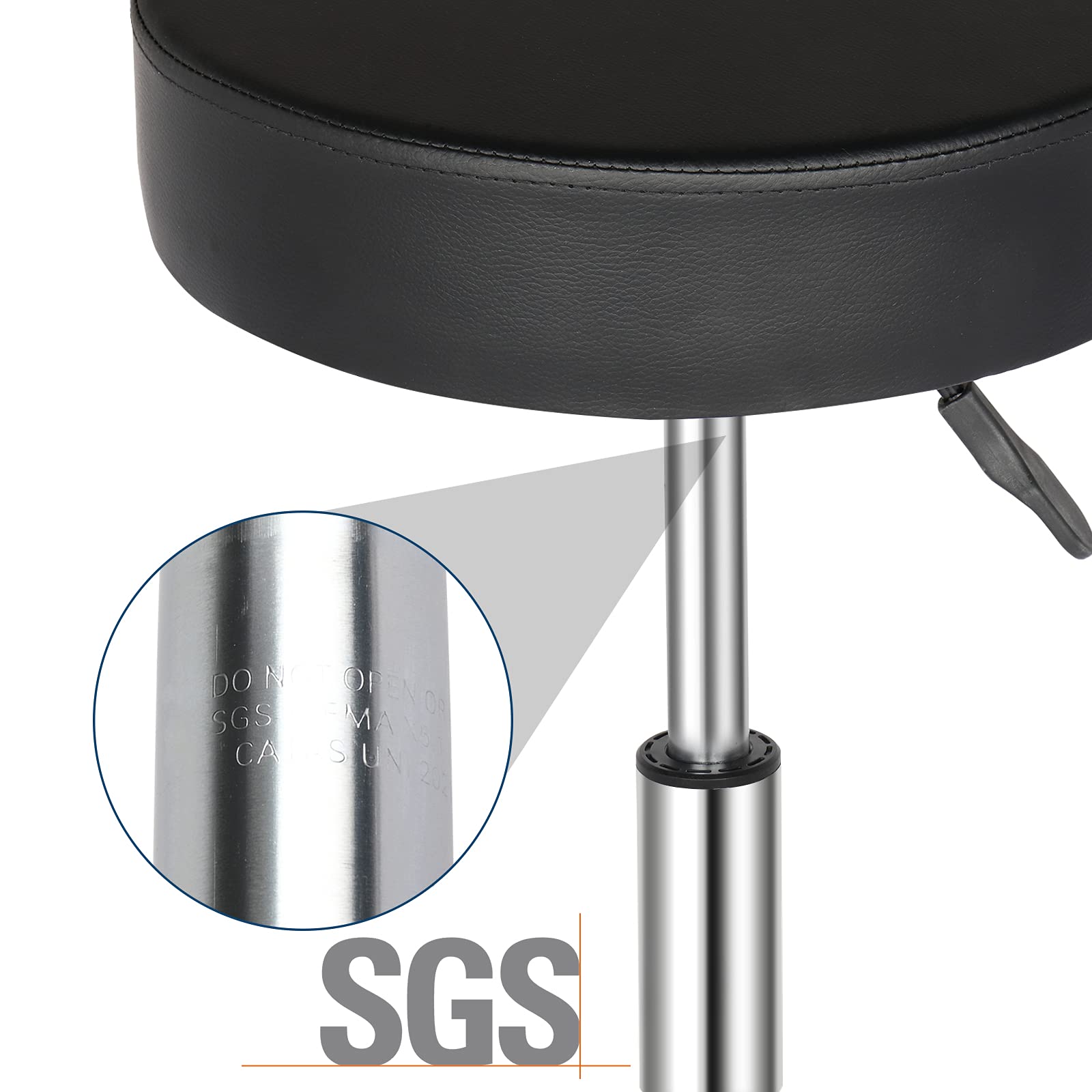 Winado 360° Swivel Adjustable Height Round Bar Stool - Modern PU Leather Counter Stool with Wheels for Kitchen, Dining Room, Bistro & Salon - Perfect for Breakfast Bars, Home Bars & Small Spaces (Black)