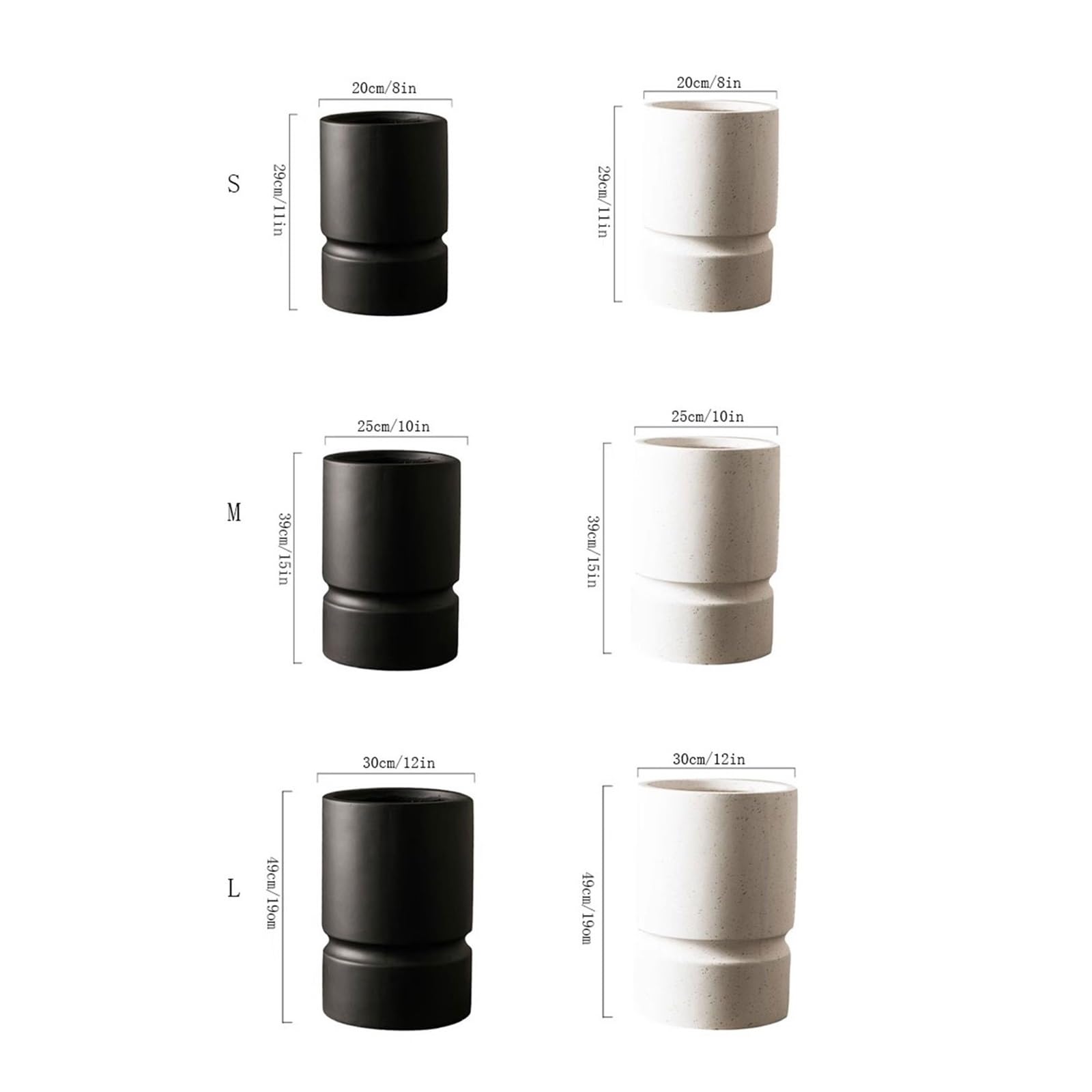 Modern Minimalist Ceramic Planters for Indoor Plants - Round Flower Pots for Home, Garden & Courtyard - Medium Size Black Window Box Planter - Perfect for Succulents, Herbs & Small Houseplants