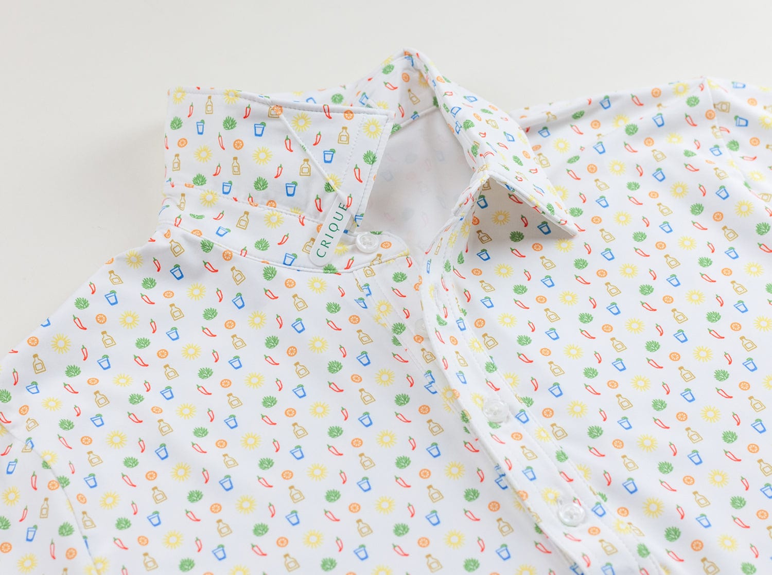 Performance Sport Range Polo Shirt - Spicy Margarita Print in White for Men & Women | Activewear for Golf, Tennis & Casual Wear